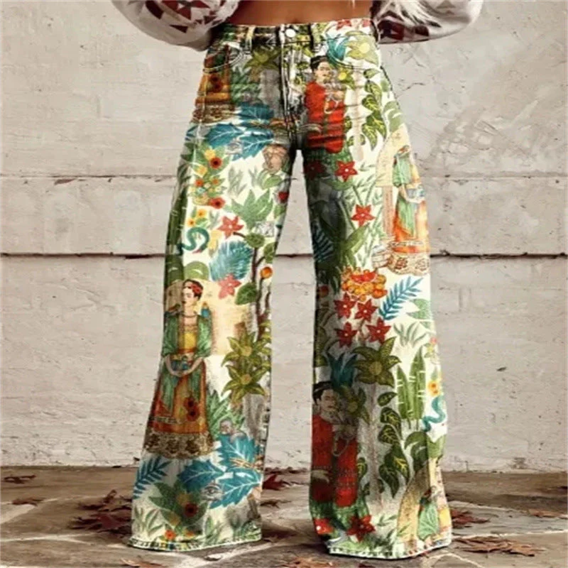 Plus Size Women's Casual Thin Wide Leg Imitation Jeans - Image 8