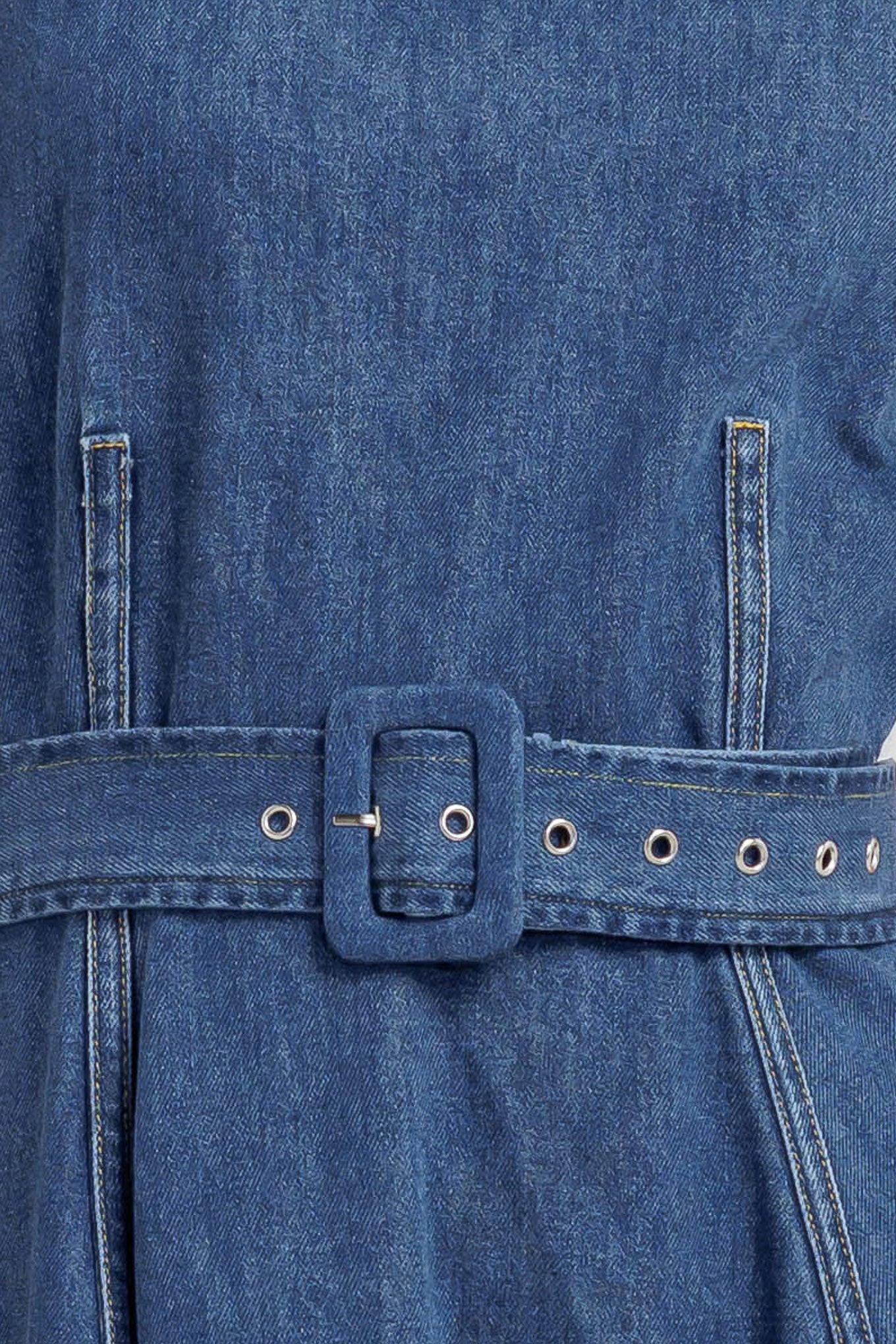 Poet’s Muse Denim Woven Midi Dress - Image 8