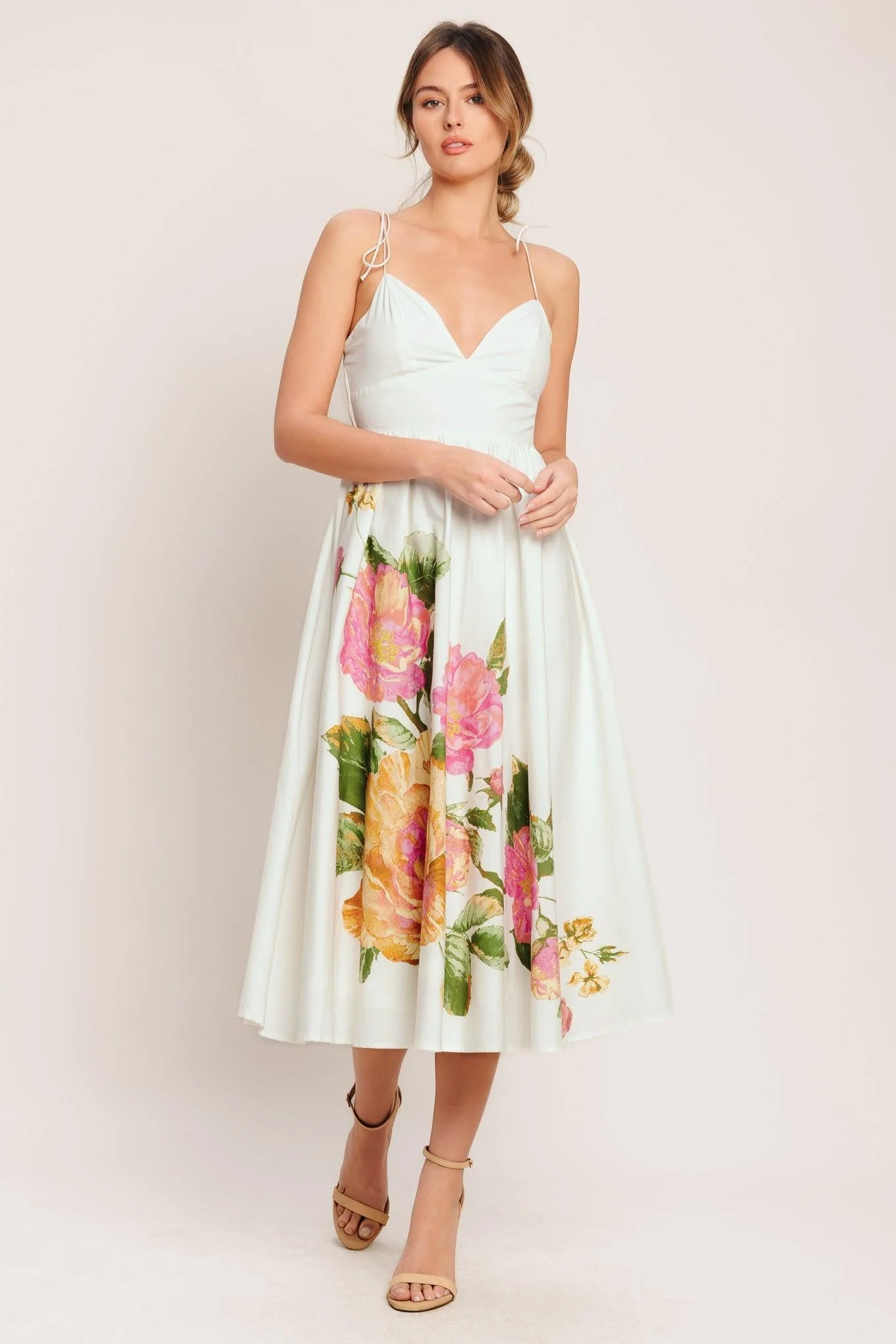 Poetic Bloom Woven Midi Dress - Image 4