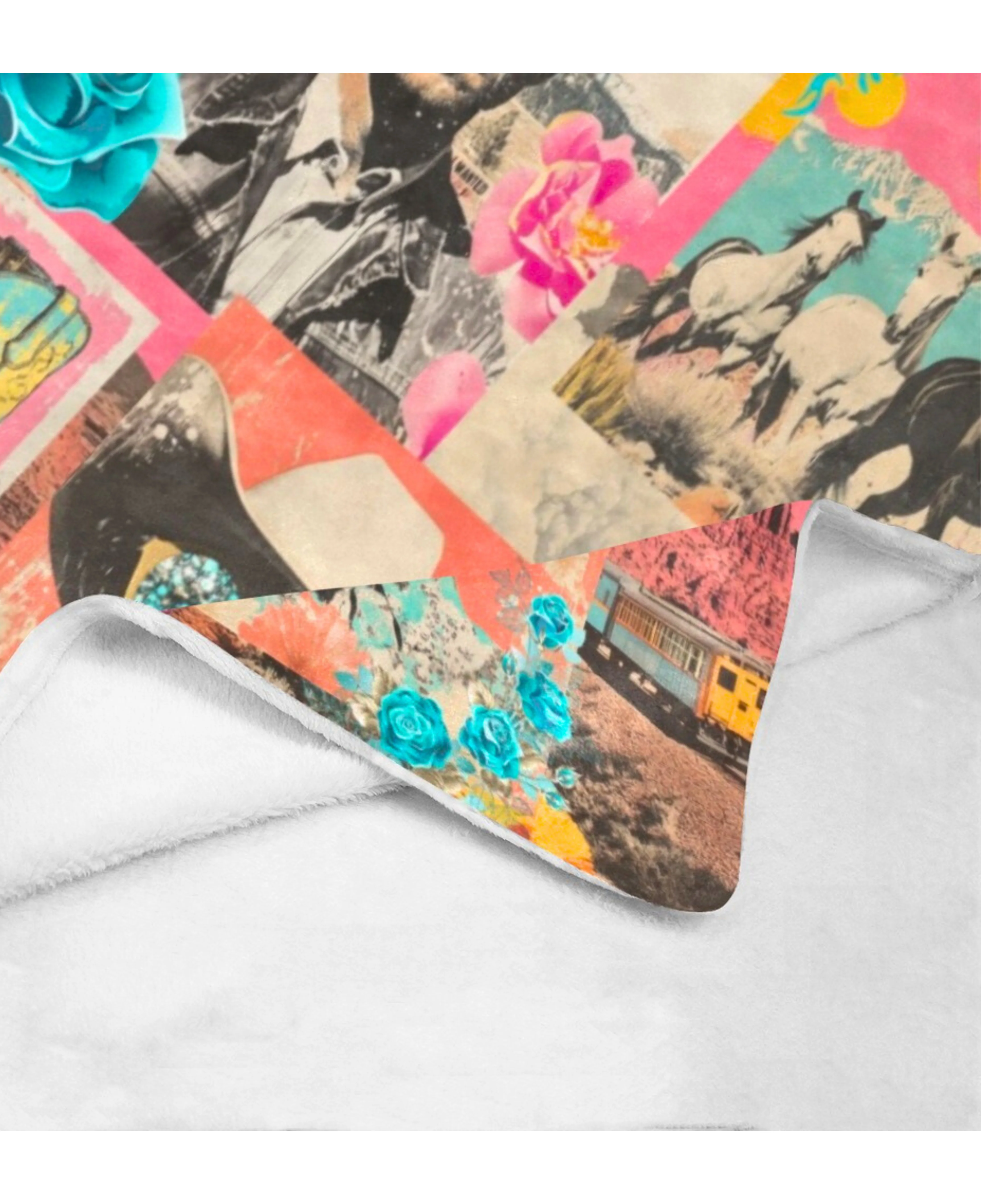 Pop Western Collage Throw Blanket Ultra-Soft Micro Fleece Blanket 60" x 80" Made in America - Image 5