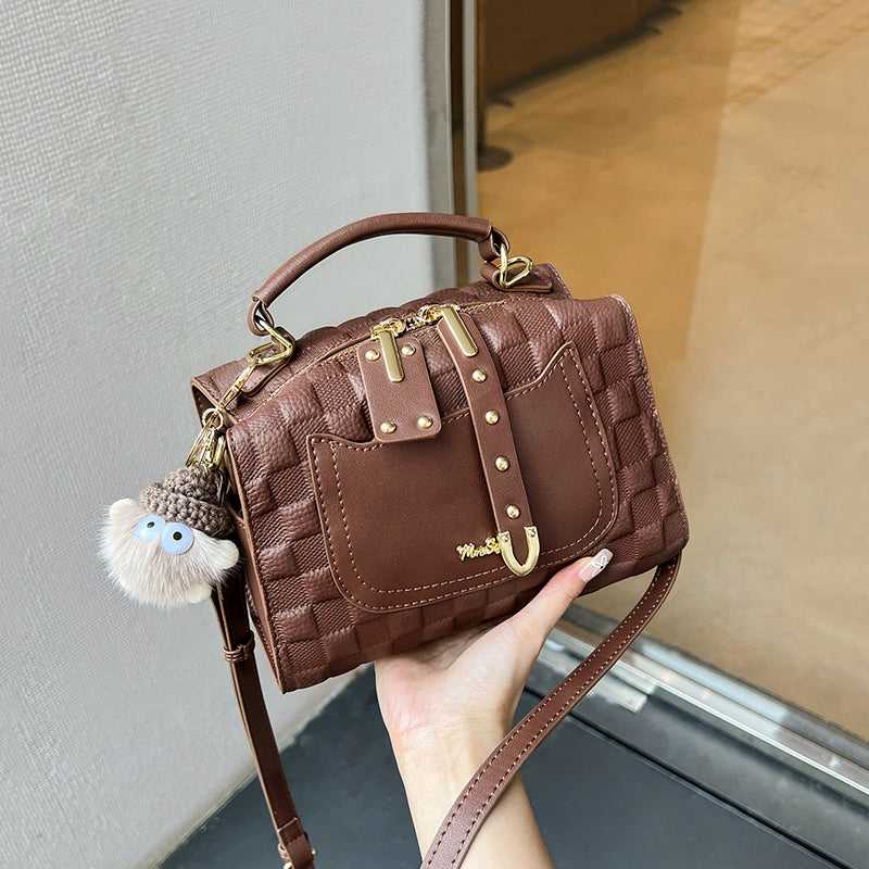 Porto Quilted Leather Top Handle Boston Crossbody Bag - Image 15
