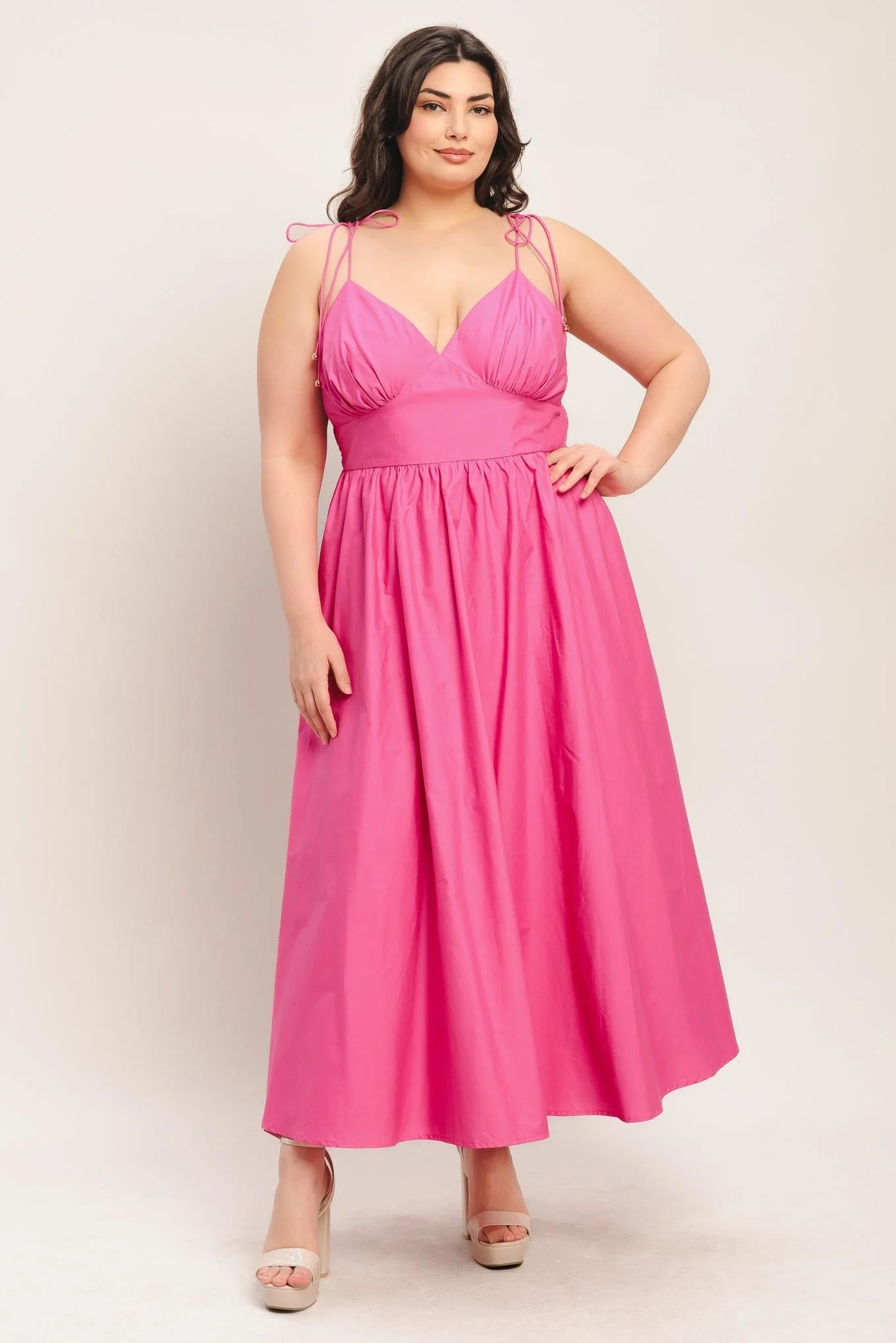 Pretty in Pink Woven Midi Dress - Image 9