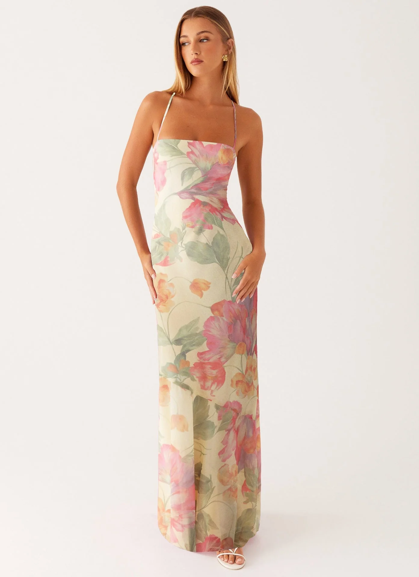 Printed Sleeveless Strap Bodycon Maxi Dress | High Waist - Image 7