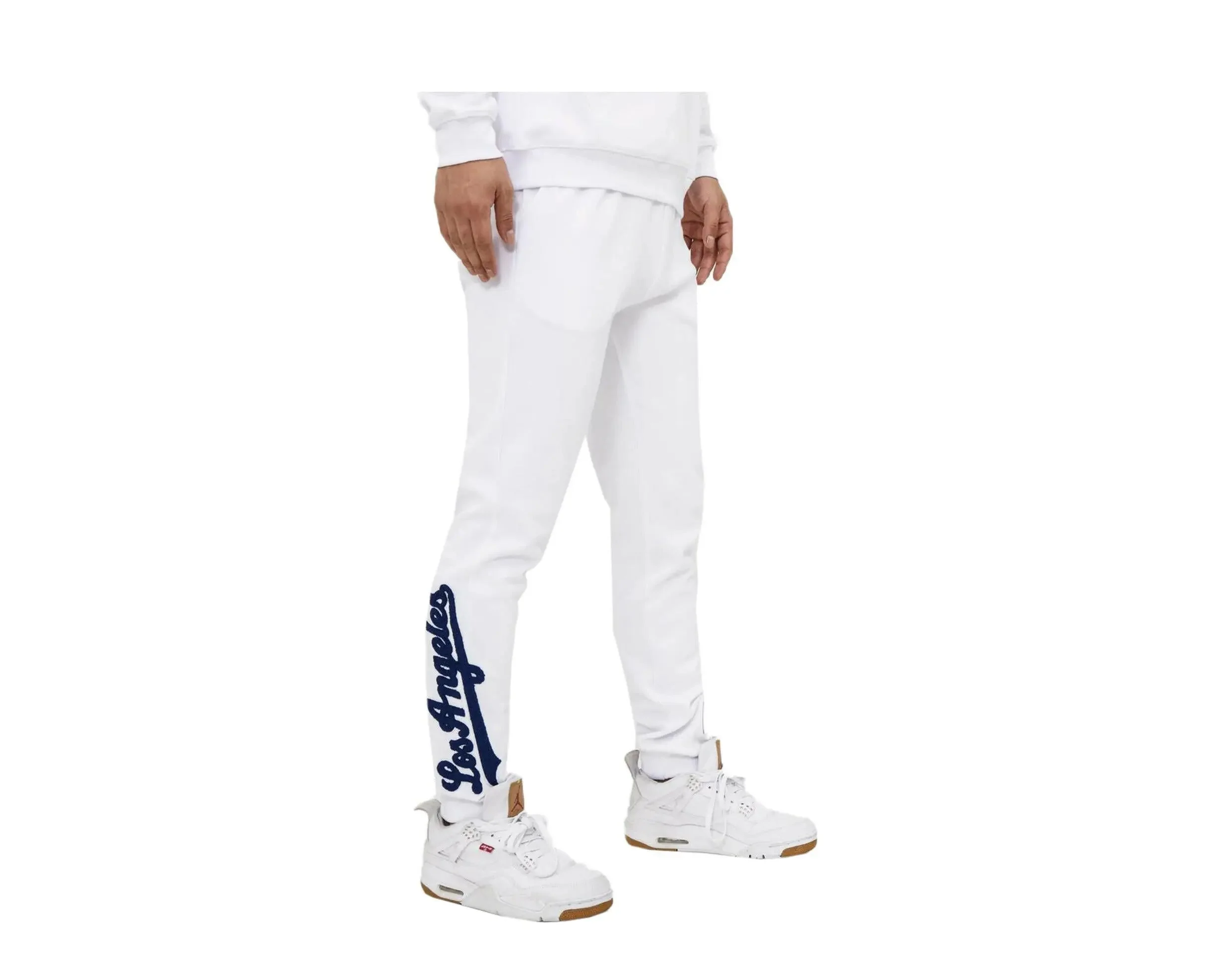 Pro Standard Los Angeles Dodgers Logo Men Joggers White - Image 3