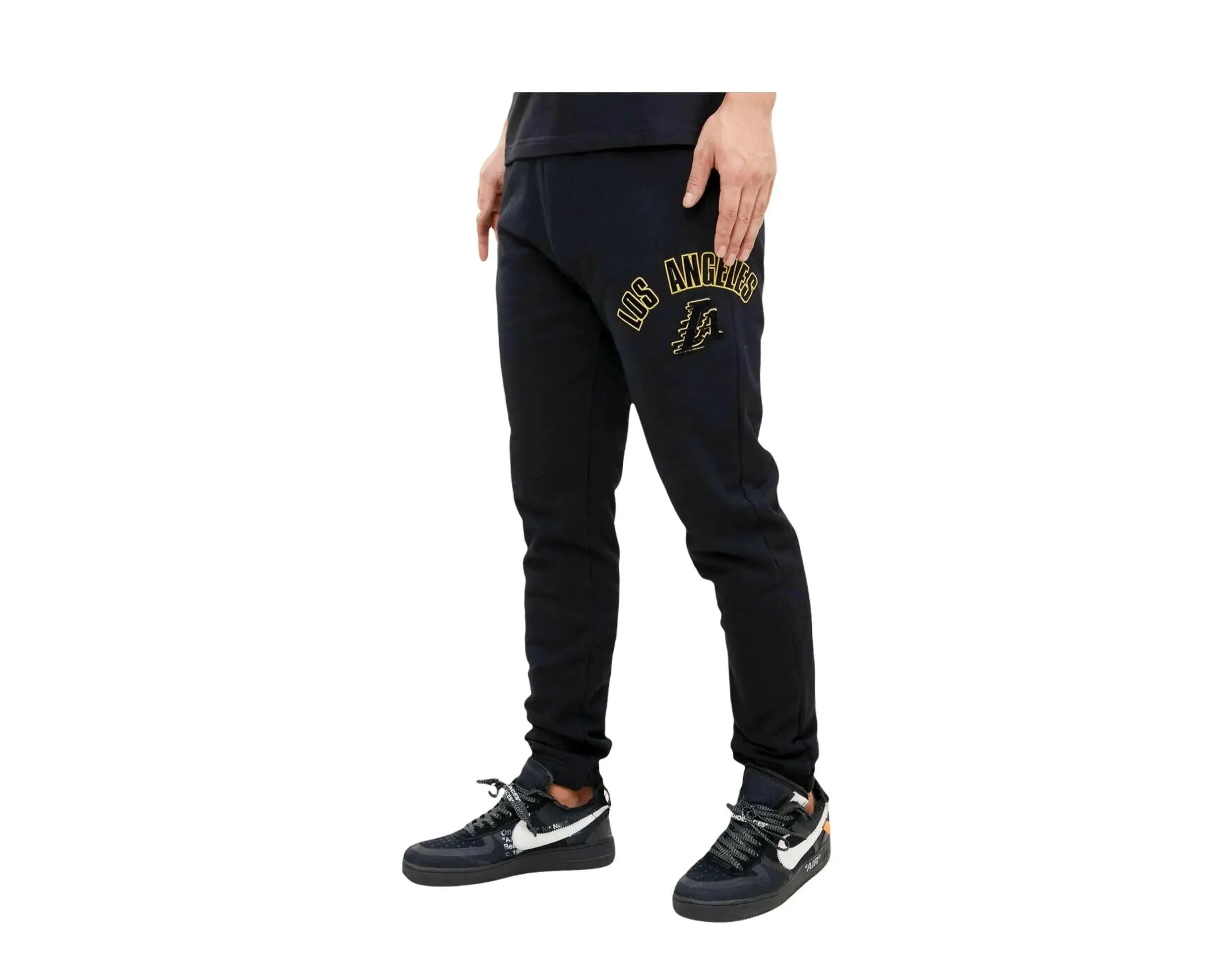 Pro Standard NBA Los Angeles Lakers Stacked Logo Men Sweatpants Black - Image 2