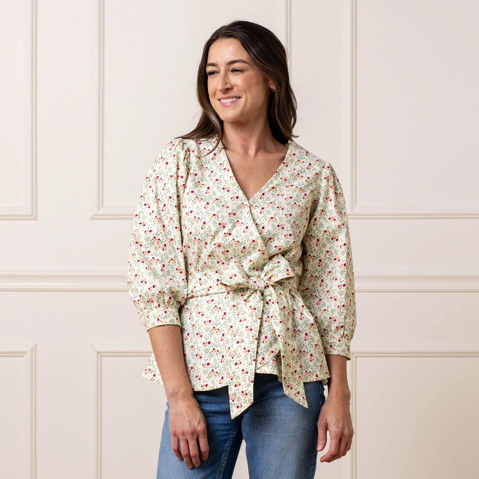 Puff Sleeve Wrap Top - Image 3