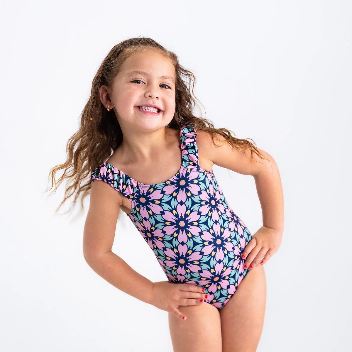 Puffy Sleeve One Piece Swimsuit (Girls) - Image 10