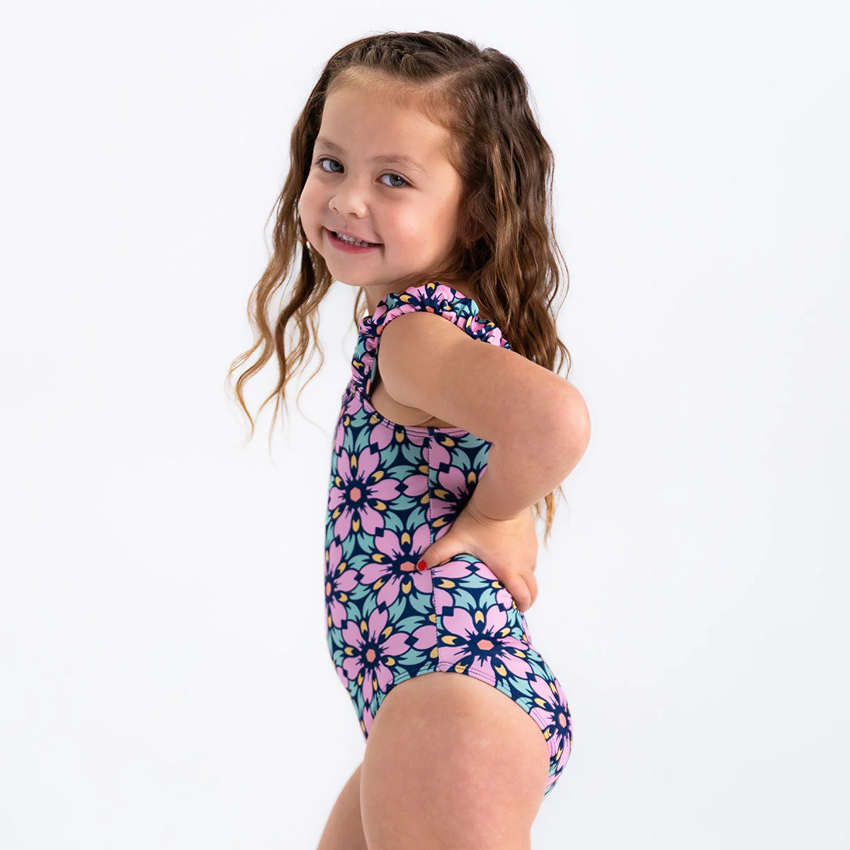 Puffy Sleeve One Piece Swimsuit (Girls) - Image 11