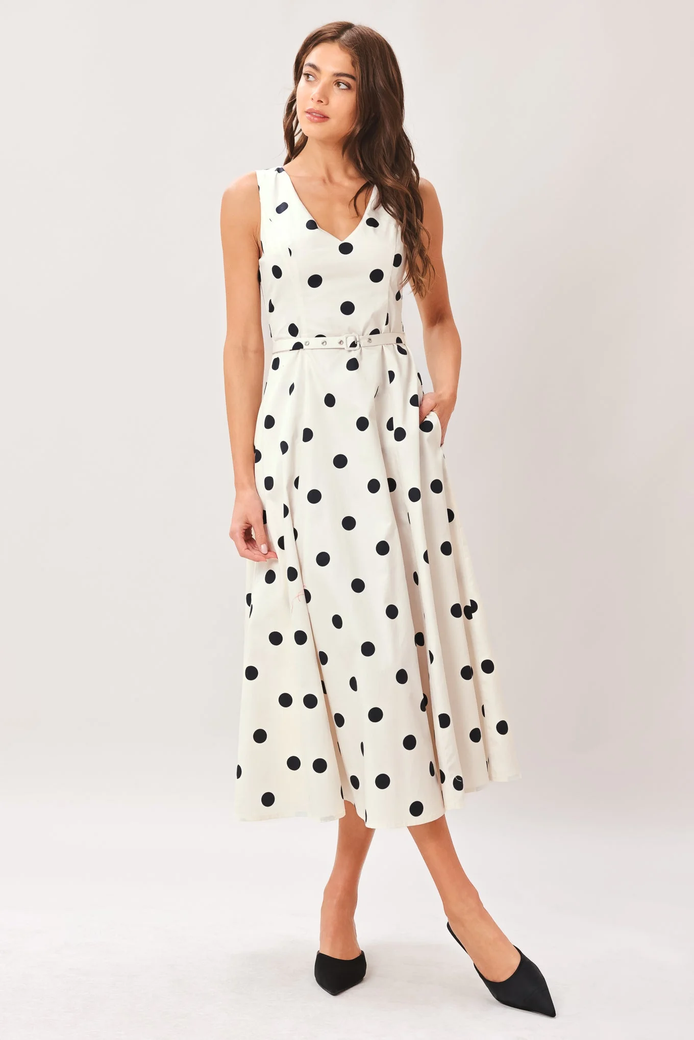 Pure Polka Woven Midi Dress - Image 3