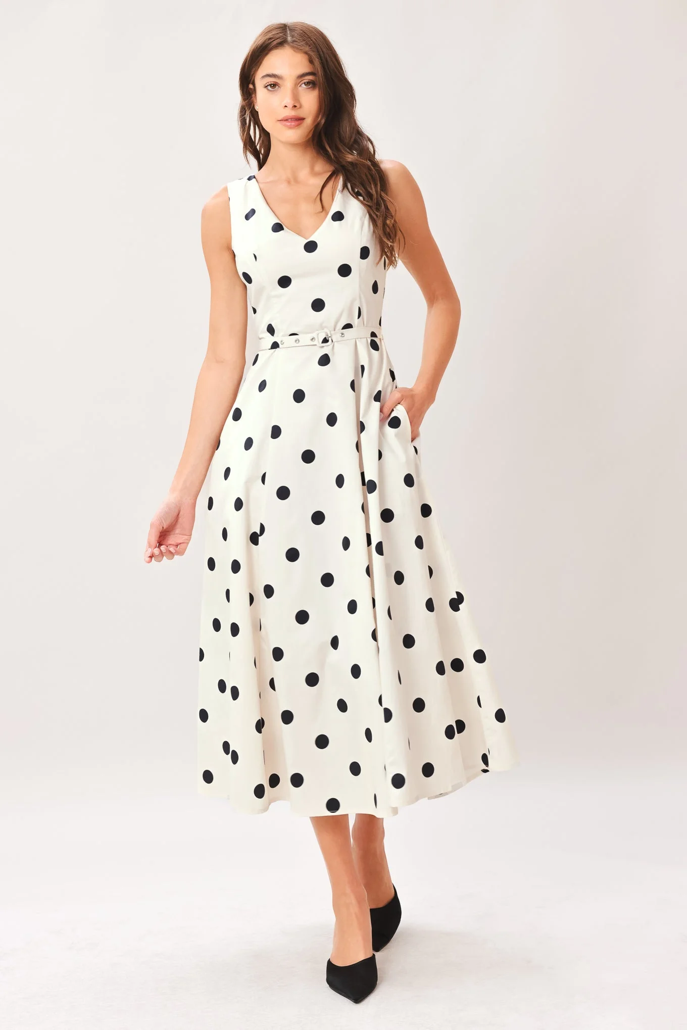 Pure Polka Woven Midi Dress - Image 4
