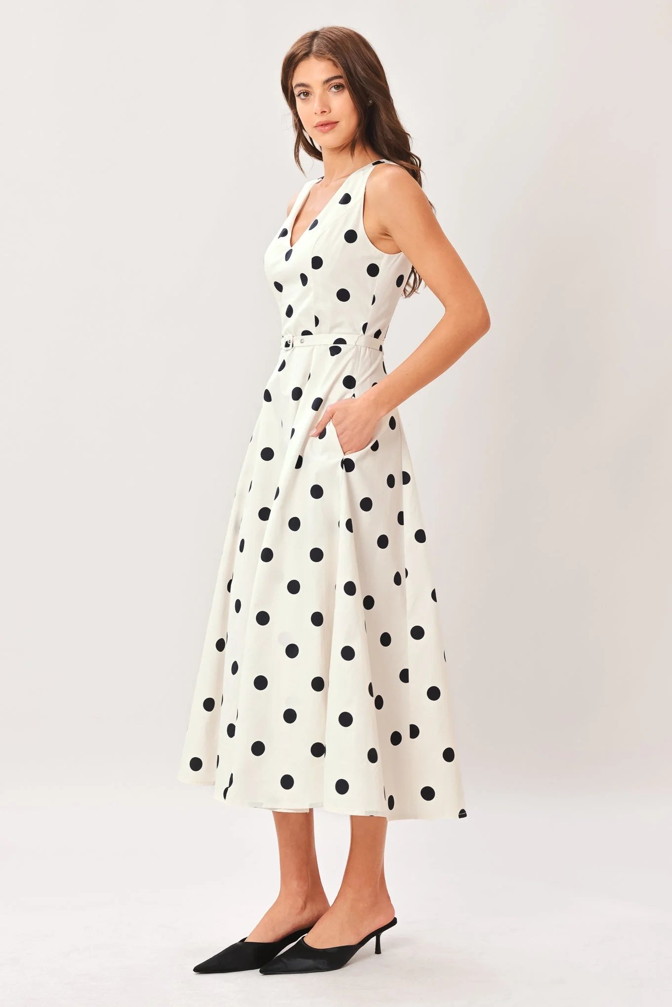 Pure Polka Woven Midi Dress - Image 5