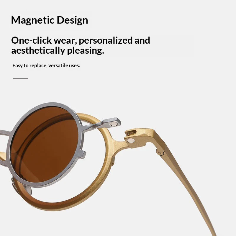 Pure Titanium Small Round Sunglasses – Retro Luxury Shades - Image 3
