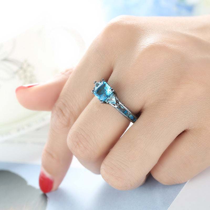 Purple Crystal & Black-Tone Prong-Set Ring - Image 2