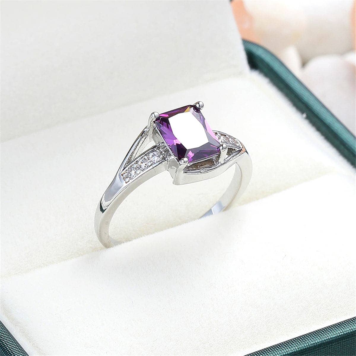 Purple Cubic Zirconia & Crystal Ring - Image 6