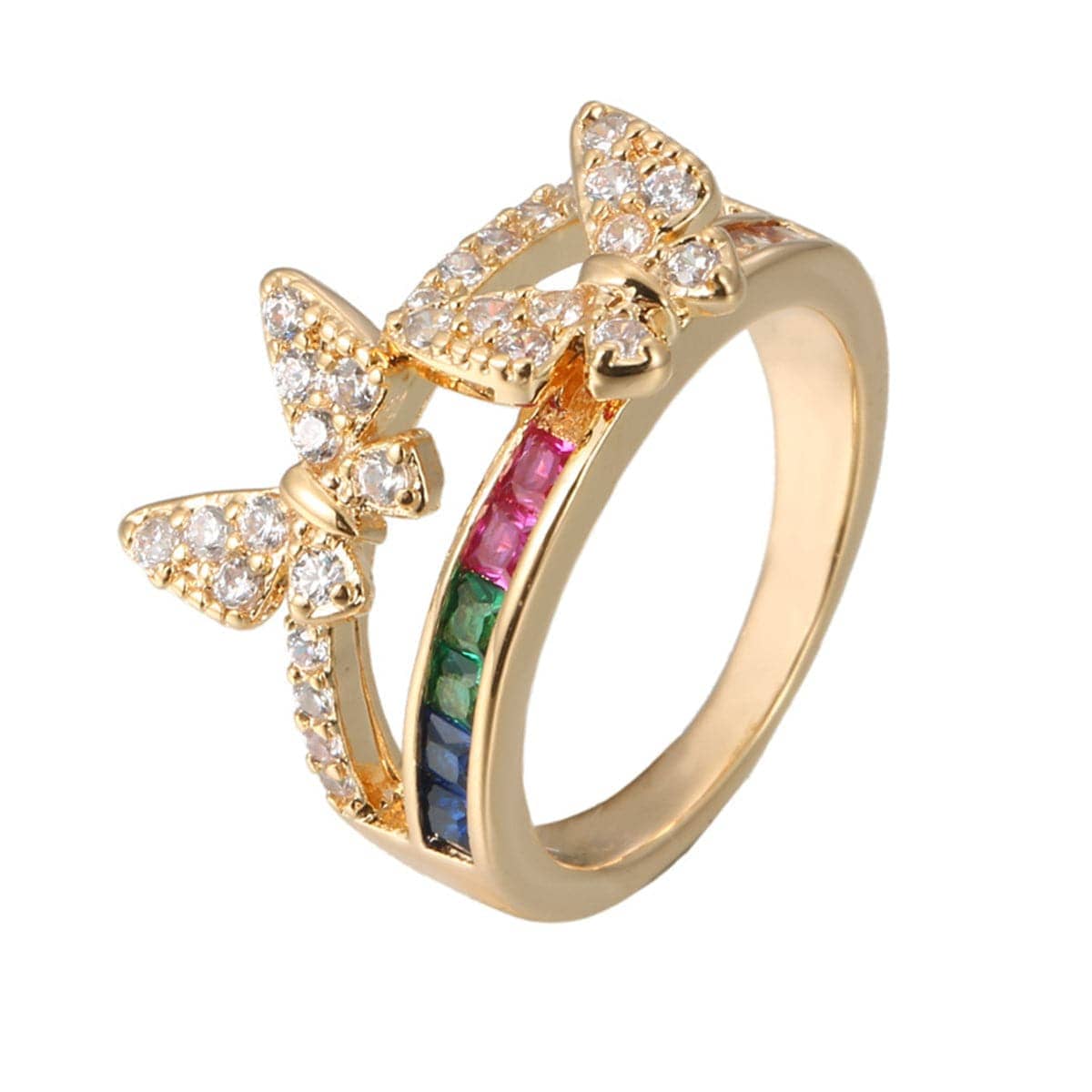 Rainbow Crystal & Cubic Zirconia Butterfly Ring - Image 19