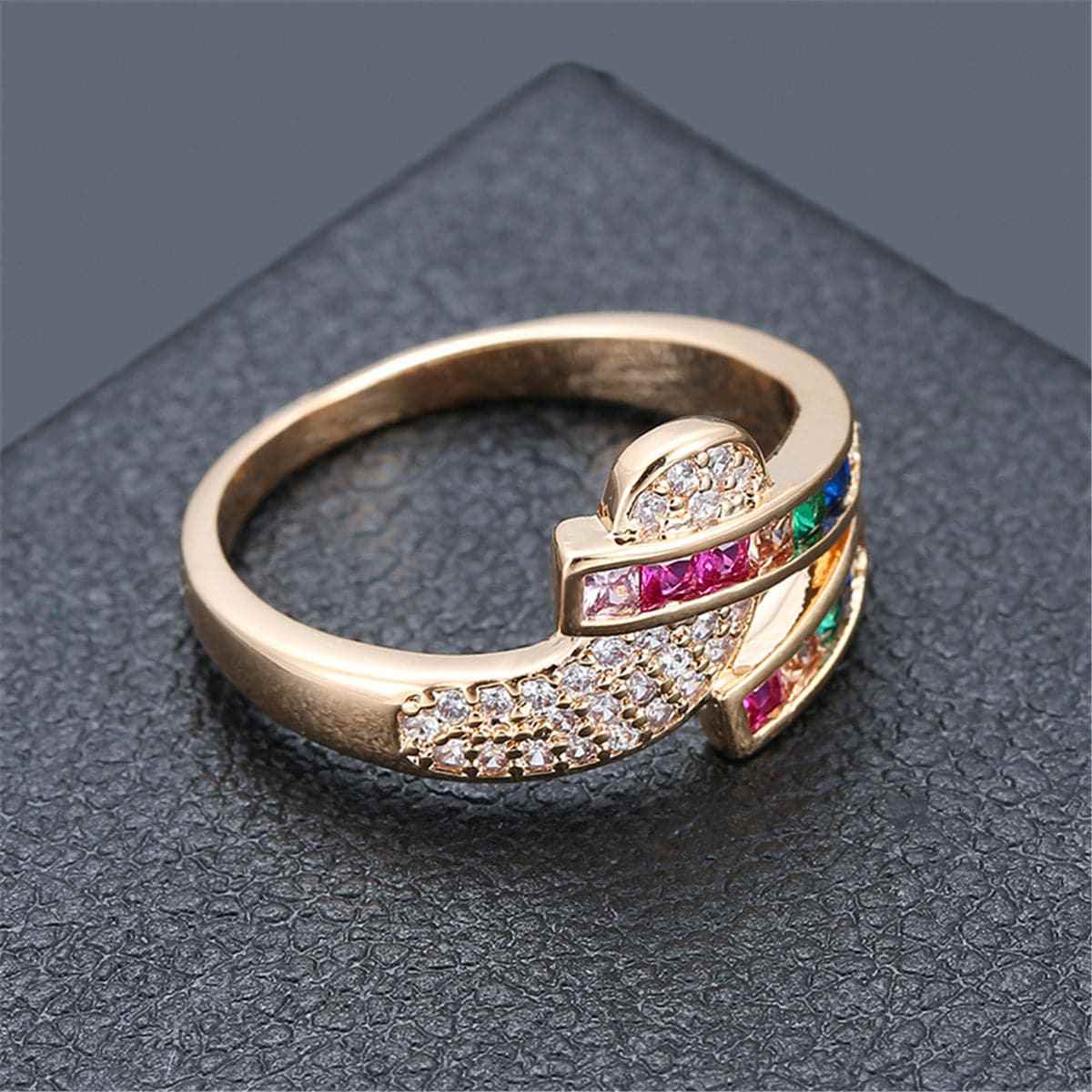 Rainbow Crystal & Cubic Zirconia Rattan Ring - Image 10