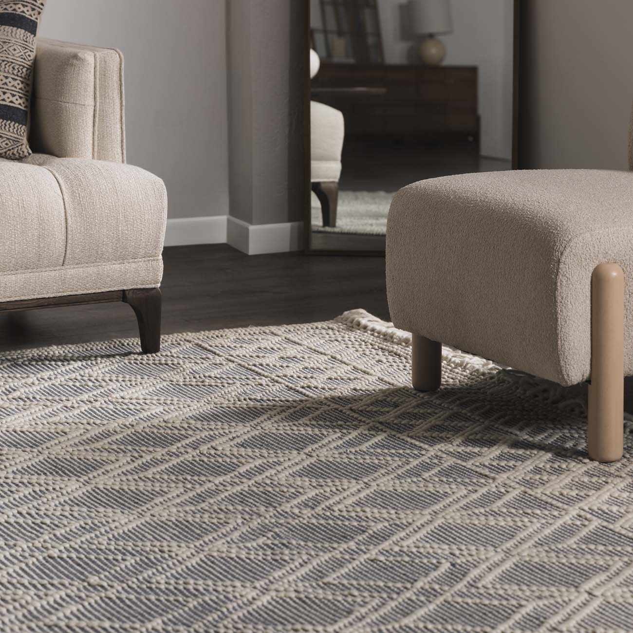 Ramsbury Denim Blue Wool Rug - Image 3