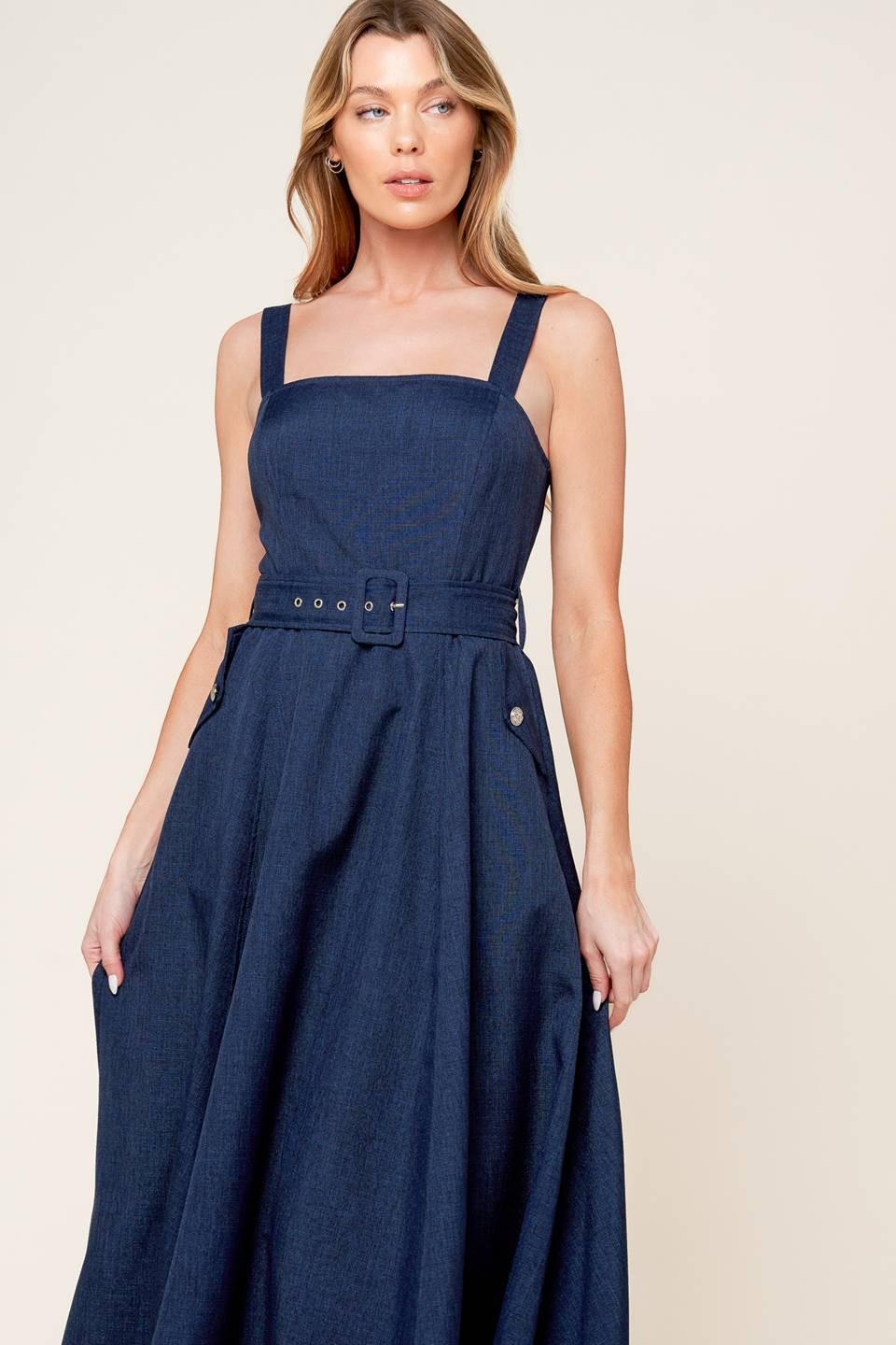Rauland Navy Woven Midi Dress - Image 4