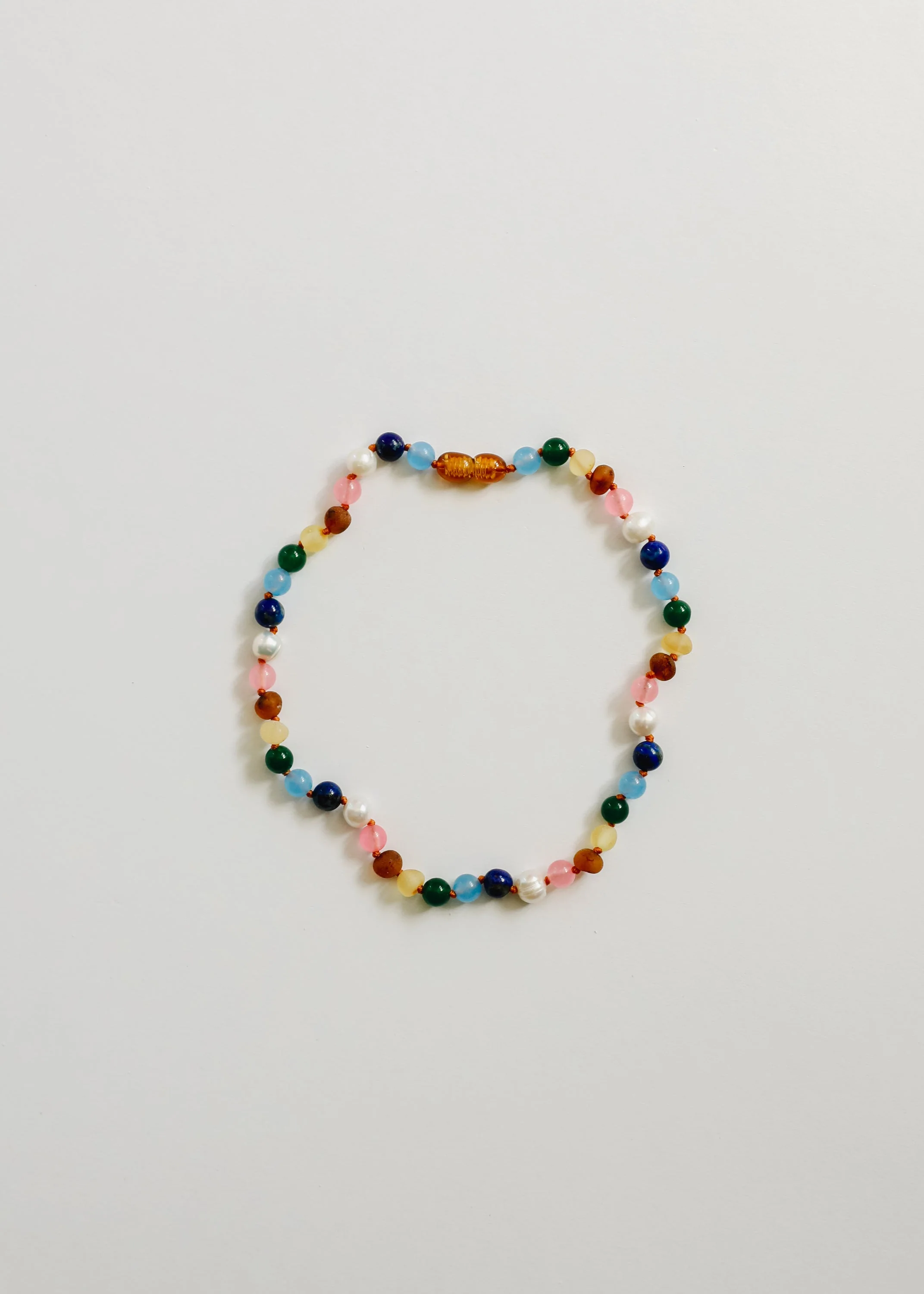 Raw Baltic Amber and Pearl Necklace + Sweet Pink Gemstones - Image 7
