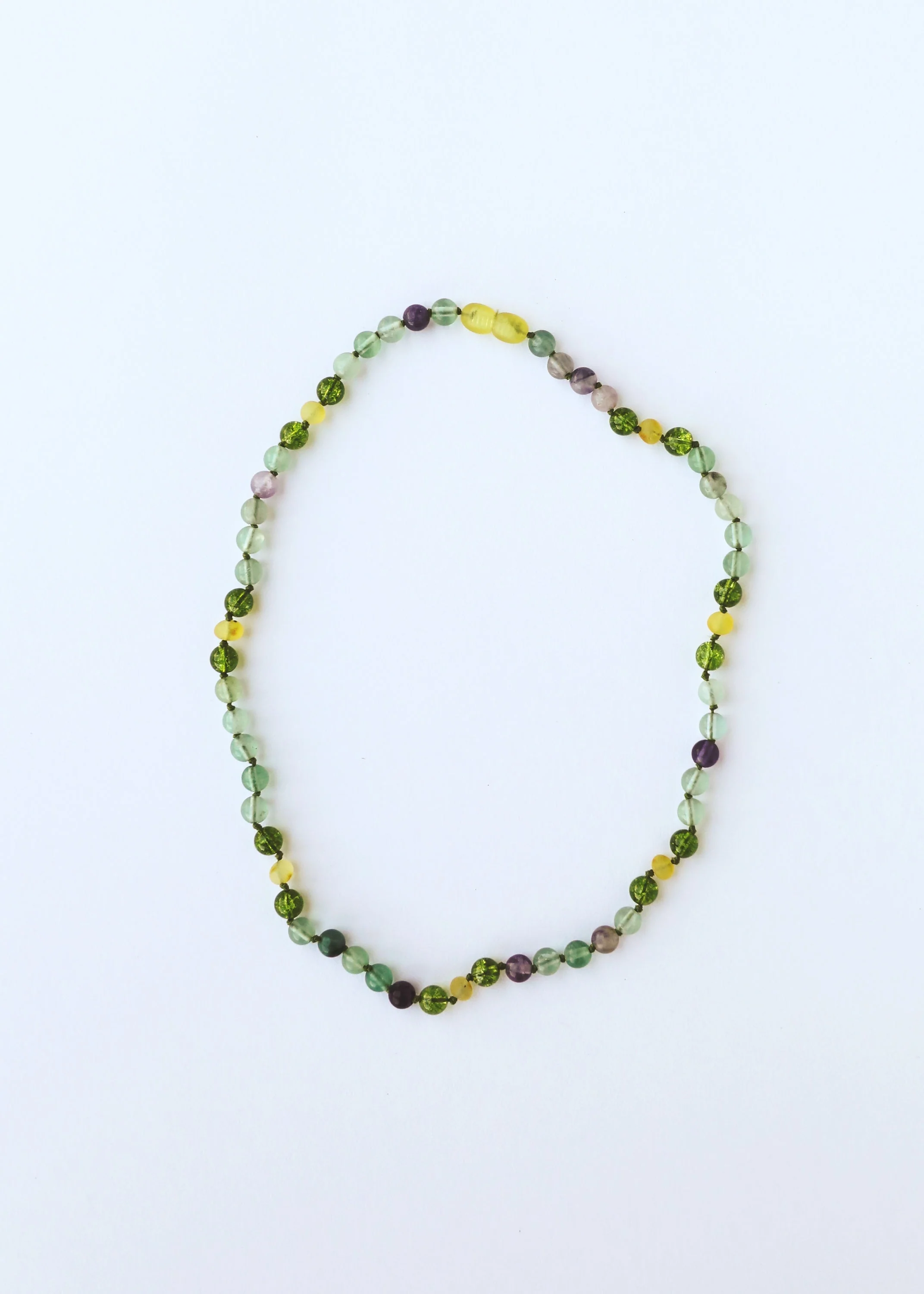 Raw Baltic Sea Amber + Fluorite + Peridot || Gemstone Necklace - Image 5