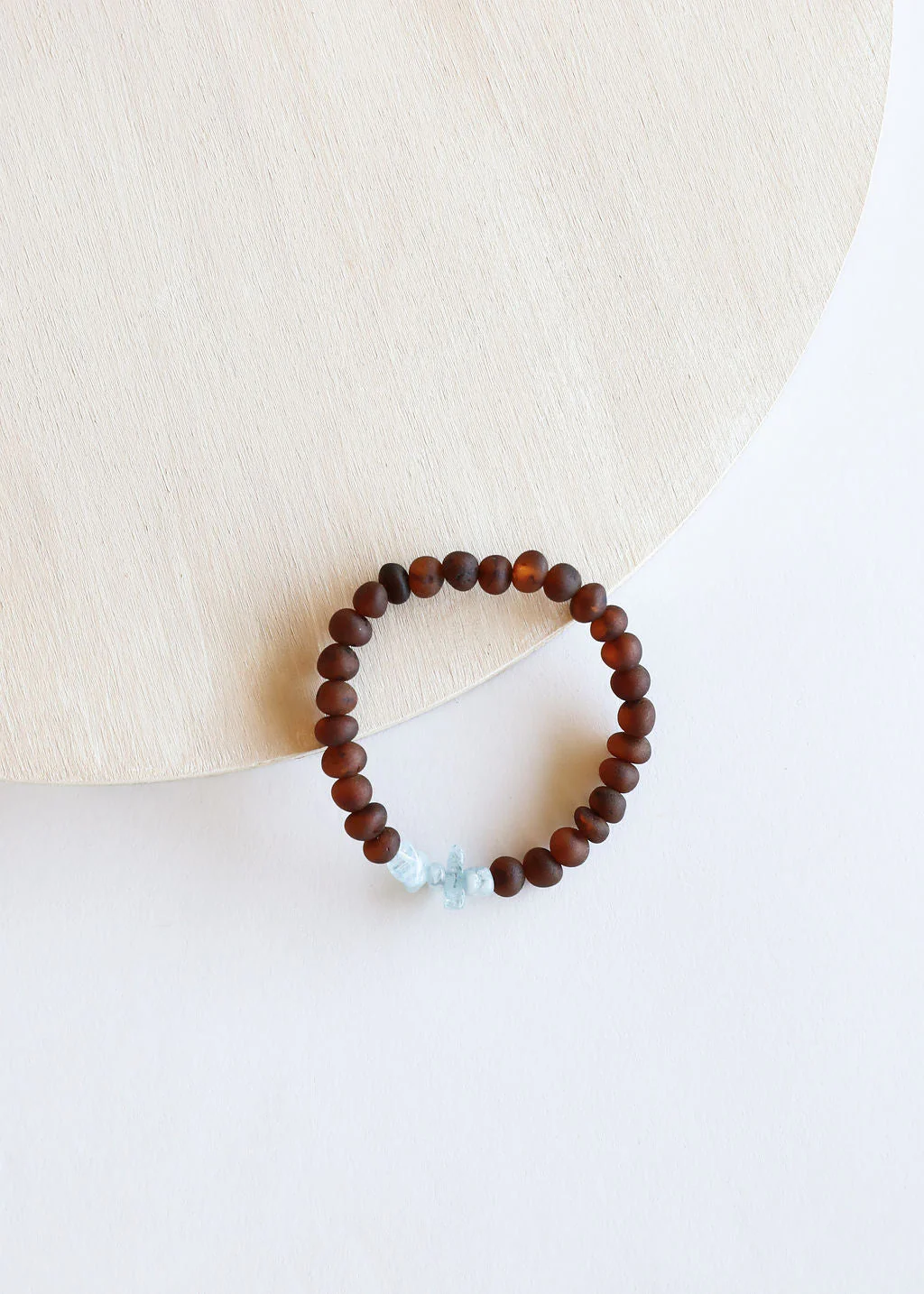Raw Cognac Baltic Amber + Aquamarine || Adult Bracelet - Image 2