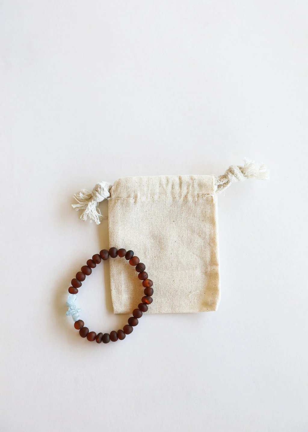 Raw Cognac Baltic Amber + Aquamarine || Adult Bracelet - Image 3