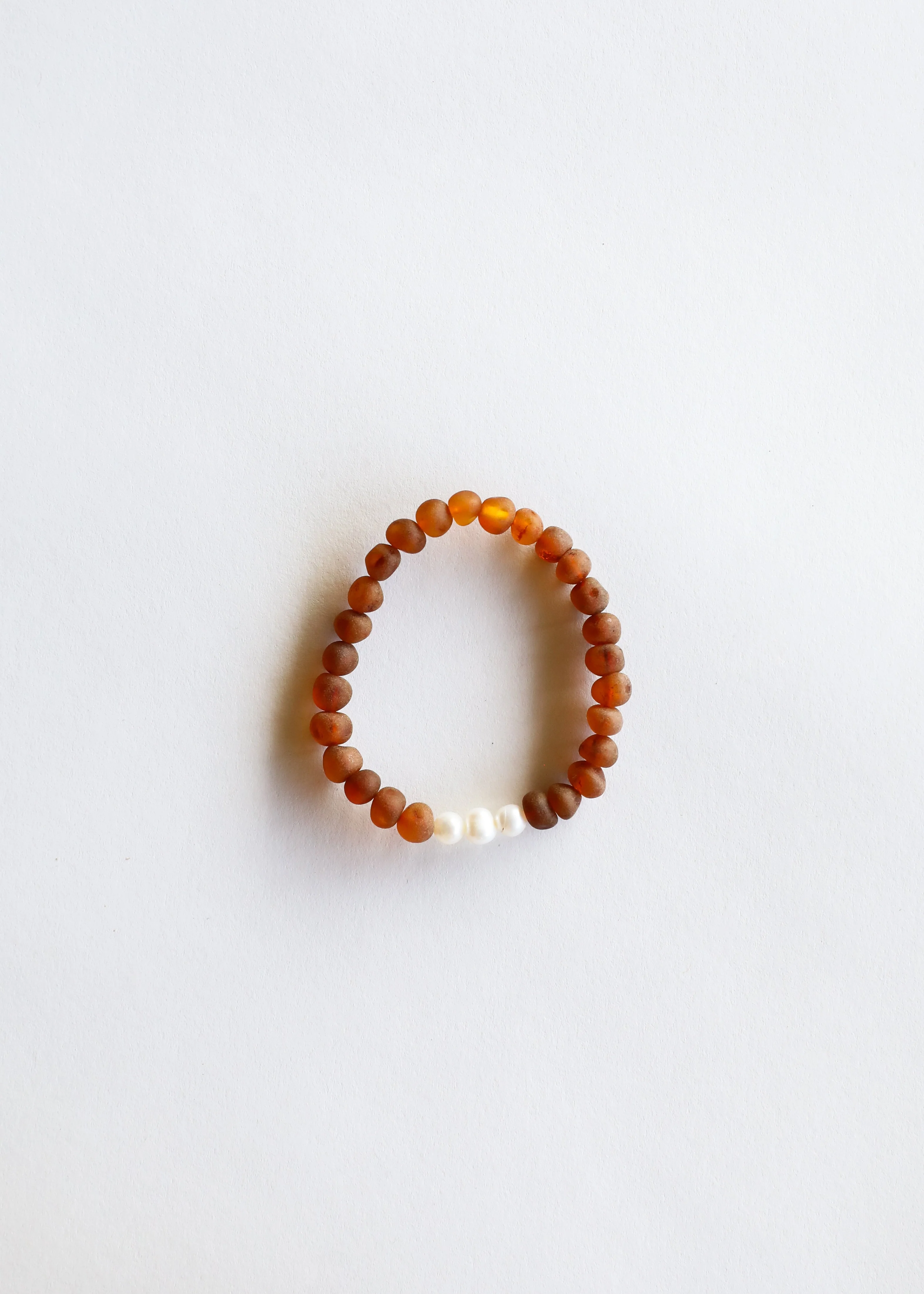 Raw Cognac Baltic Amber + Pearls || Adult Bracelet - Image 2