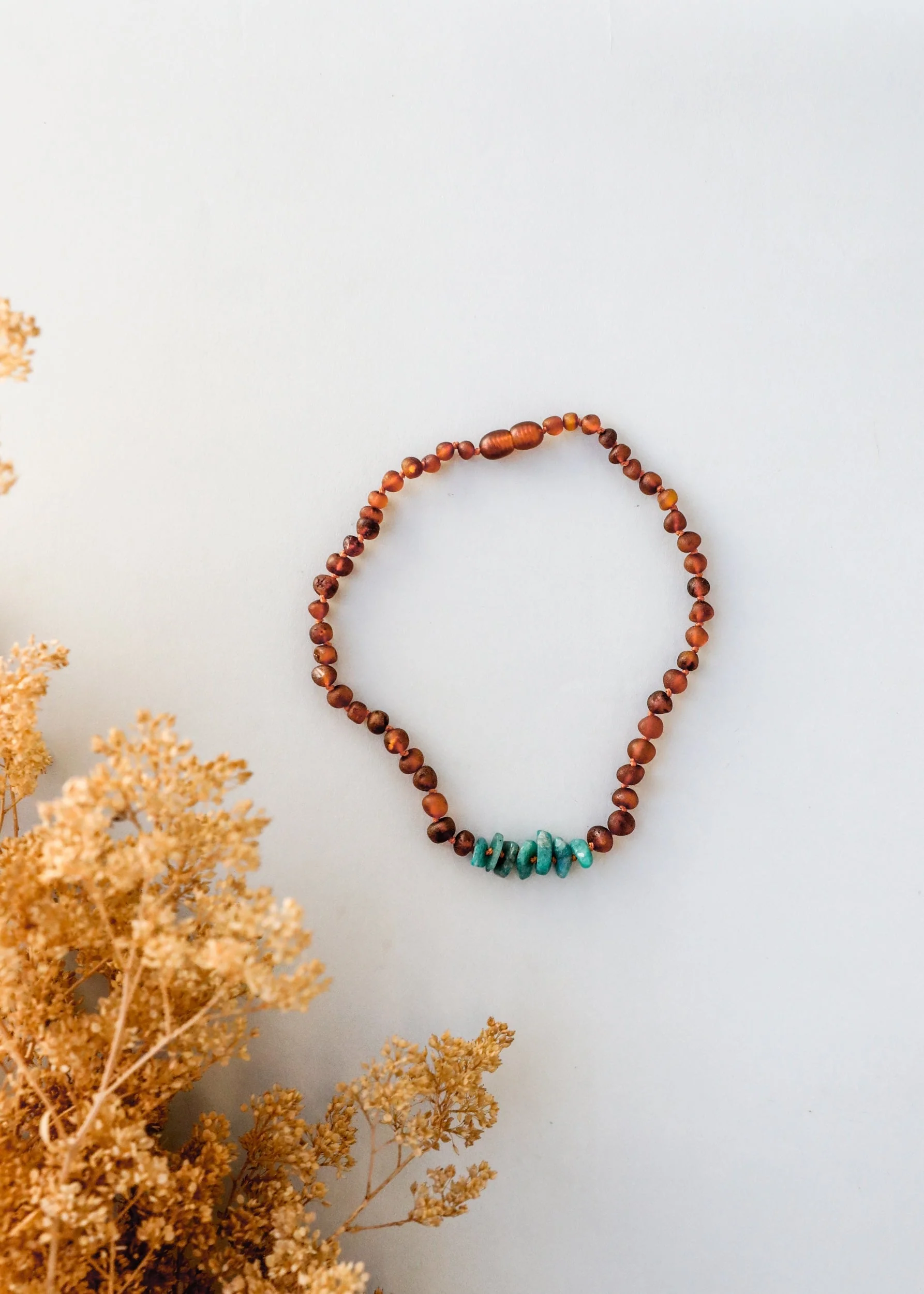 Raw Cognac Baltic Amber + Raw Amazonite || Kids Set - Image 3