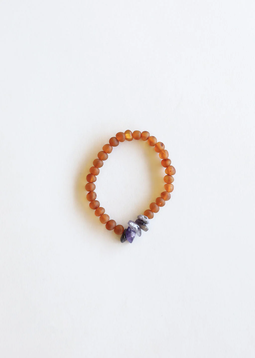 Raw Cognac Baltic Amber + Raw Amethyst || Adult Bracelet - Image 5