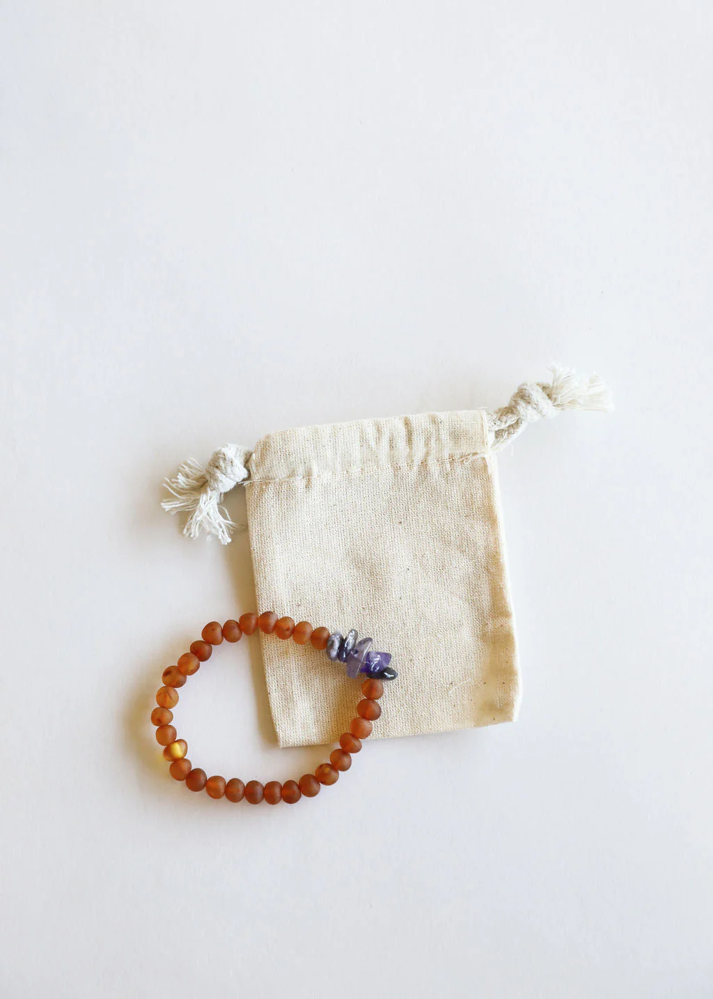Raw Cognac Baltic Amber + Raw Amethyst || Adult Bracelet - Image 6