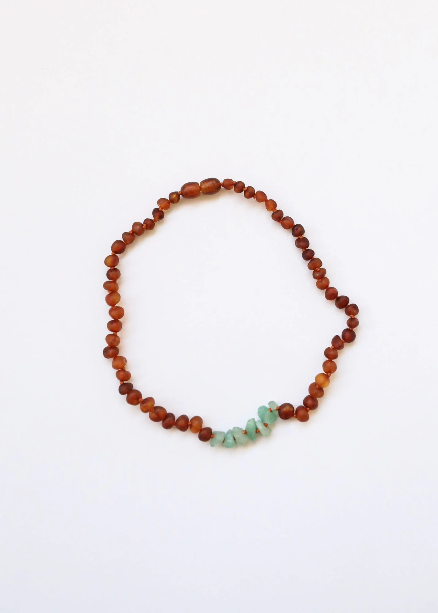 Raw Cognac Baltic Amber + Raw Aventurine || Necklace - Image 2