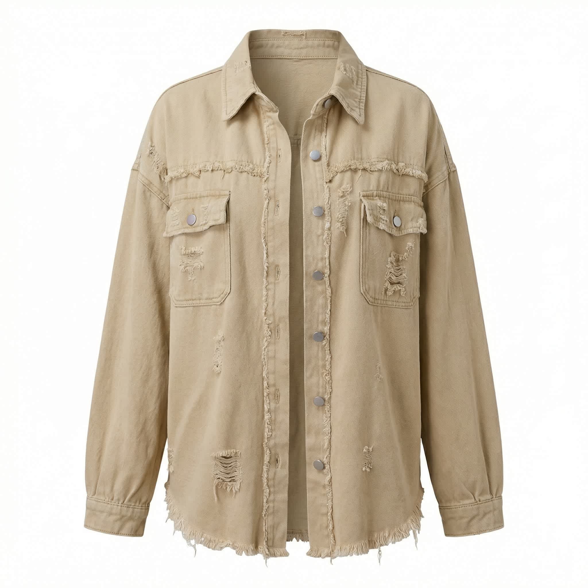 De Sepreso Raw Edge Distressed Denim Jacket - Image 53