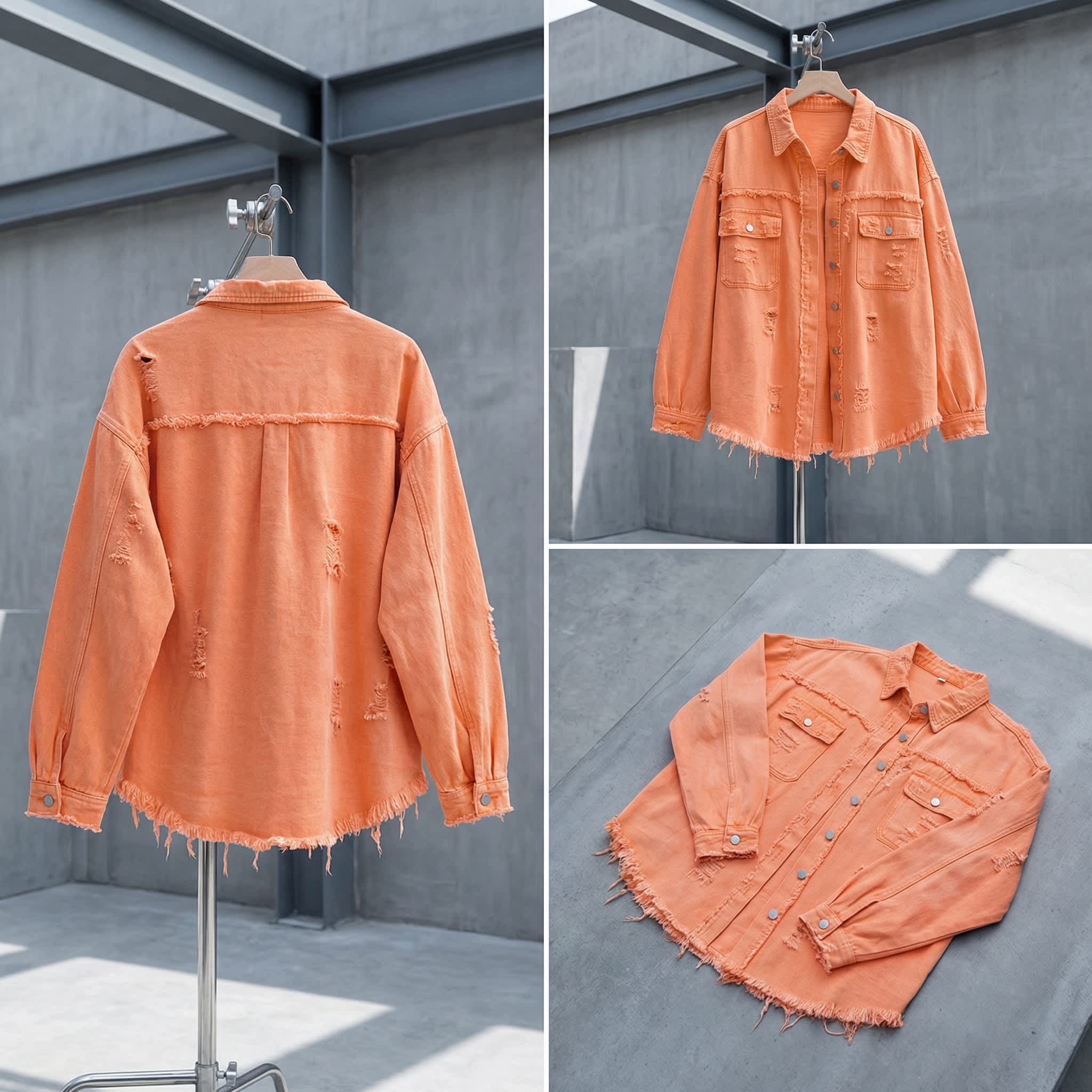De Sepreso Raw Edge Distressed Denim Jacket - Image 65