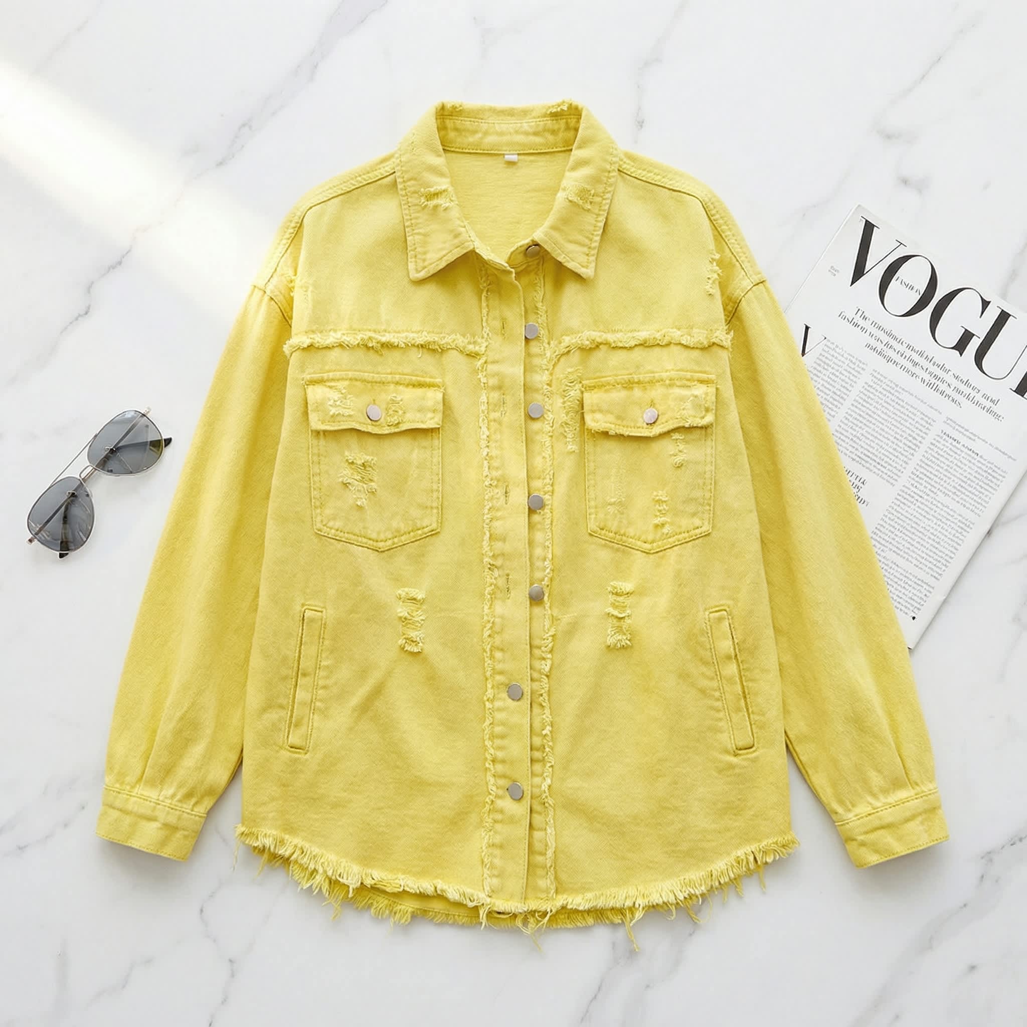 De Sepreso Raw Edge Distressed Denim Jacket - Image 74