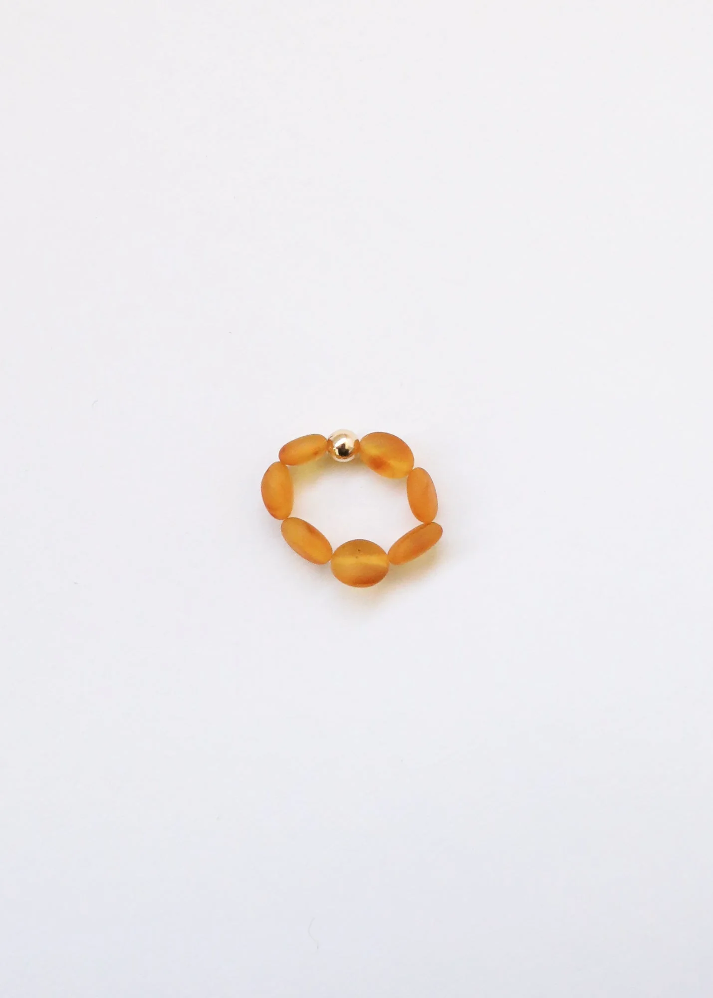 Raw Honey Baltic Amber + 14K Gold Filled || Beaded Stretch Ring - Image 2