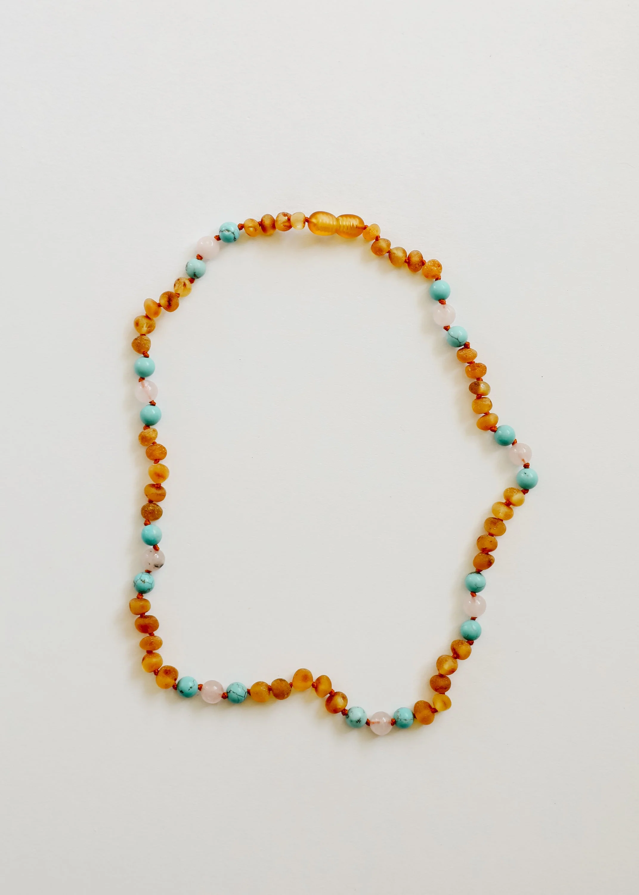 Raw Honey Baltic Amber and Natural Turquoise + Rose Quartz || Necklace - Image 3
