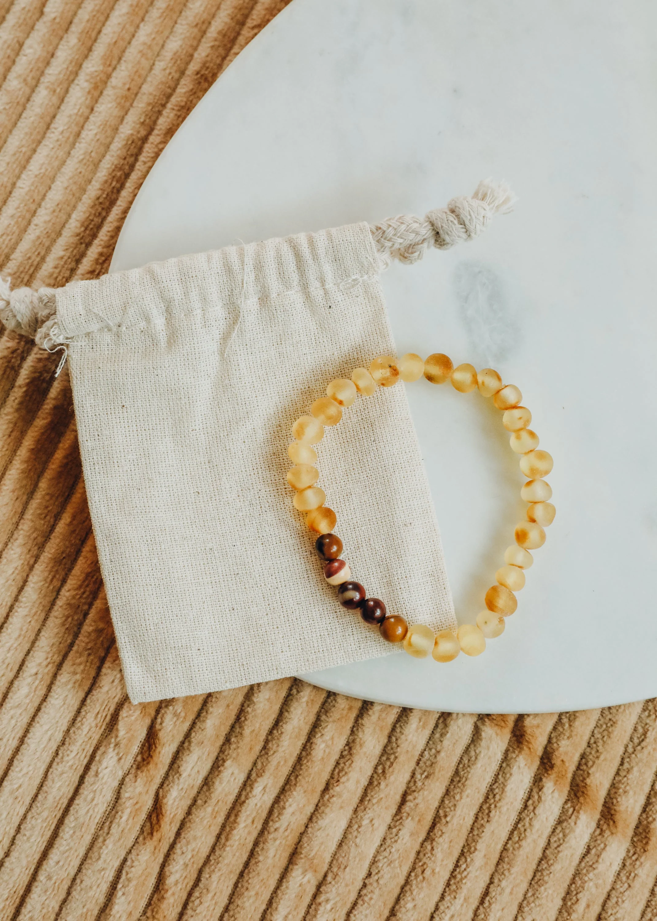 Raw Honey Baltic Amber + Mookaite Jasper || Adult Bracelet - Image 3