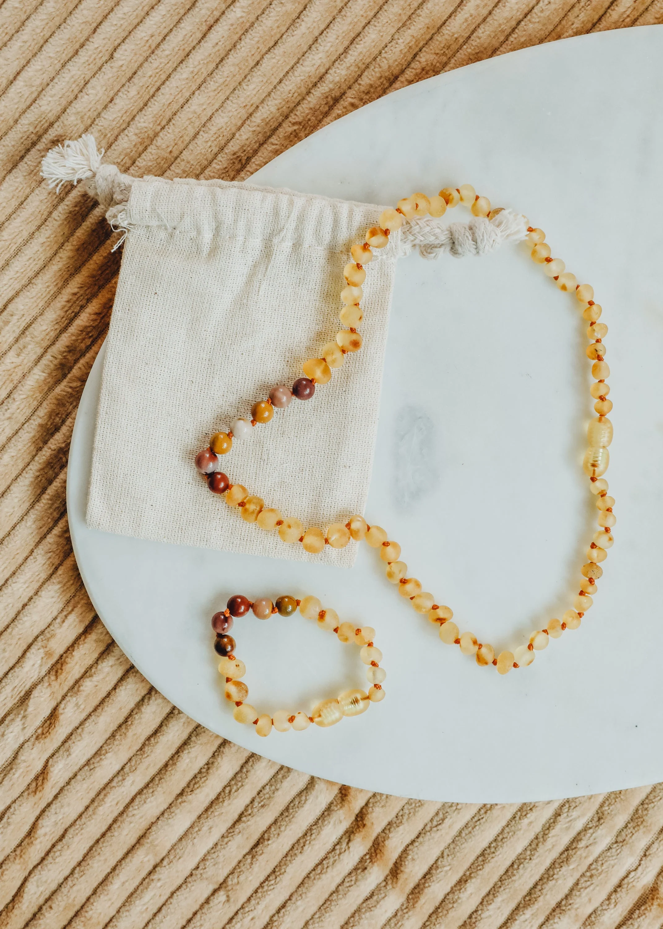Raw Honey Baltic Amber + Mookaite Jasper || Necklace - Image 2