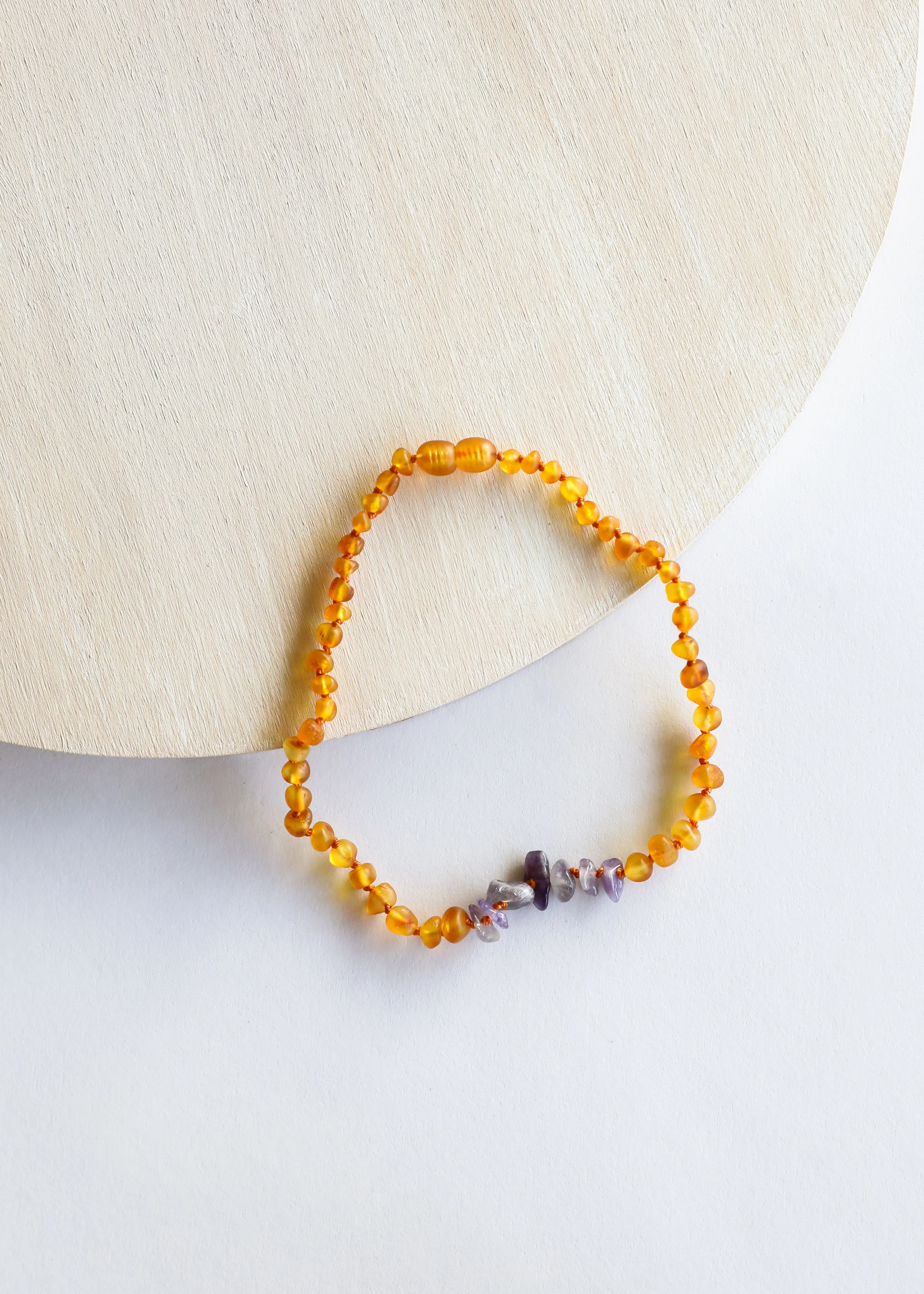 Raw Honey Baltic Amber + Raw Amethyst || Necklace - Image 2