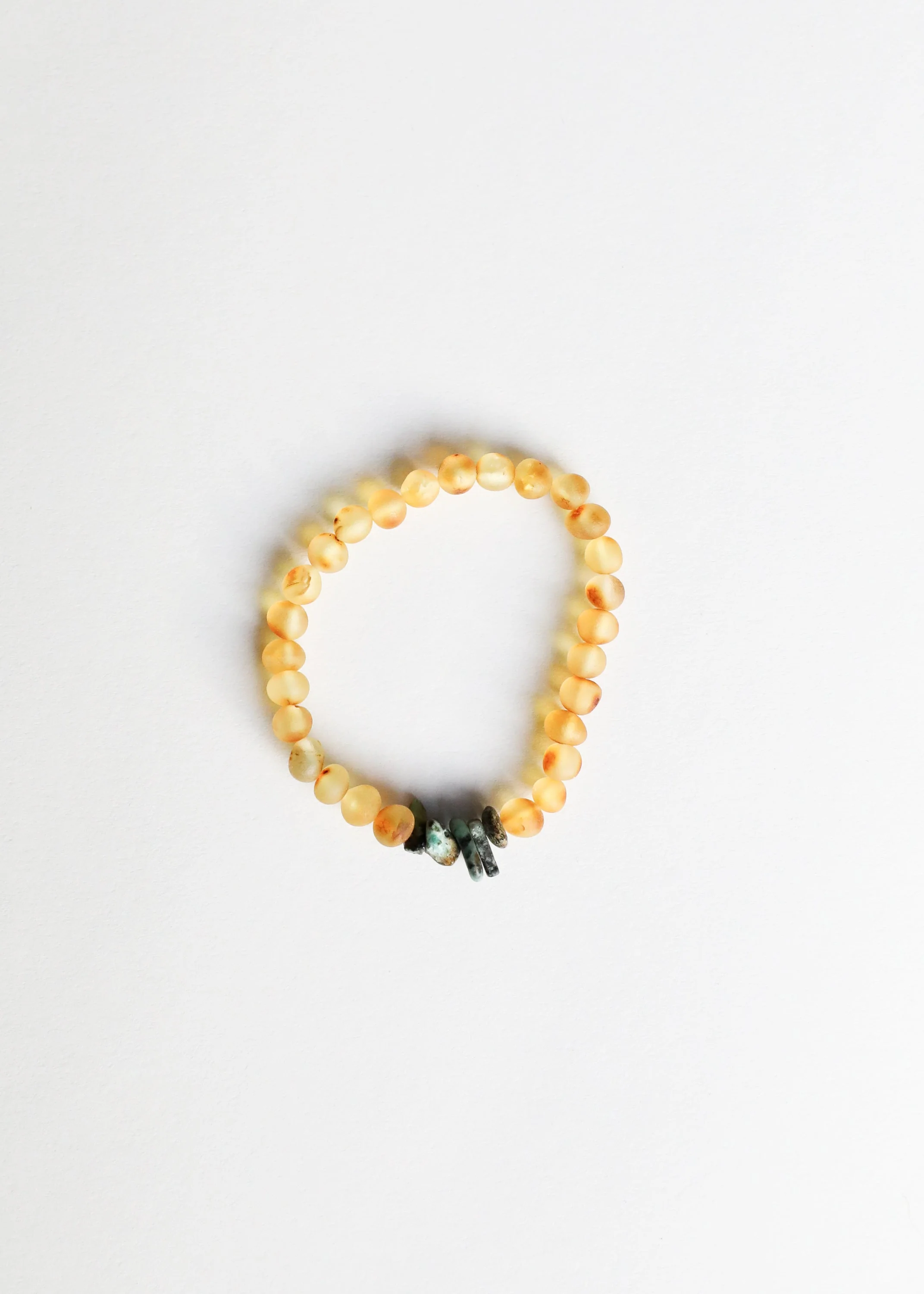 Raw Honey Baltic Amber + Raw Turquoise Jasper || Adult Bracelet - Image 2