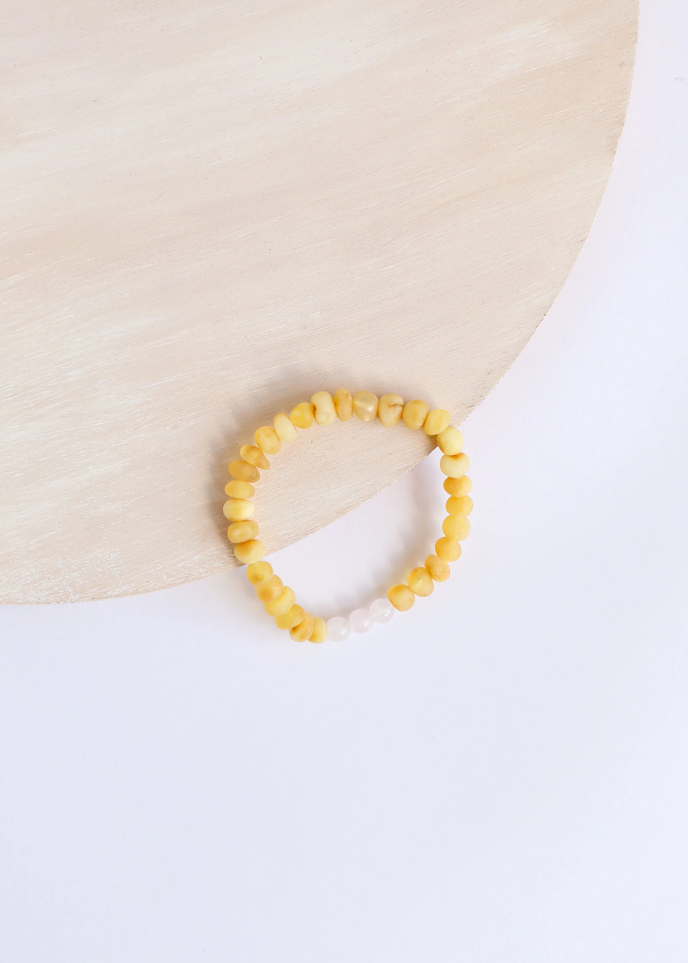 Raw Honey Baltic Amber + Rose Quartz || Adult Bracelet - Image 2