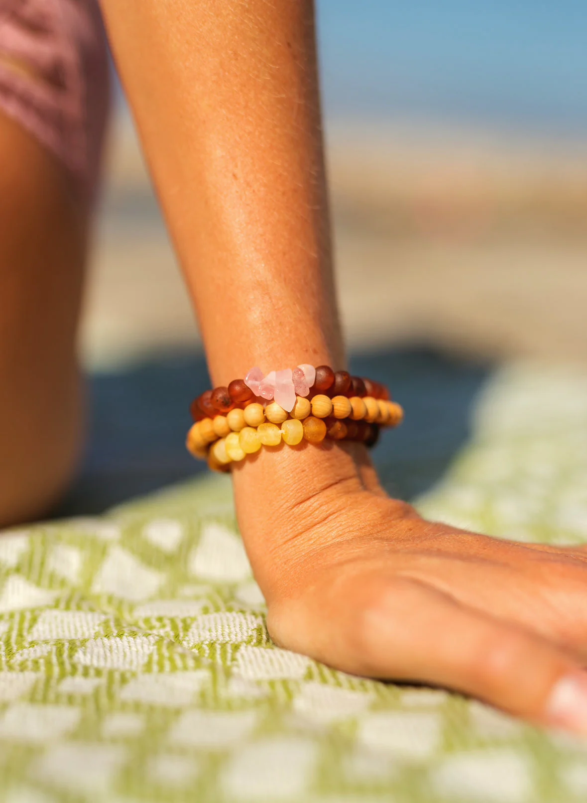 Raw Ombre Baltic Amber + Lava || Adult Bracelet - Image 4