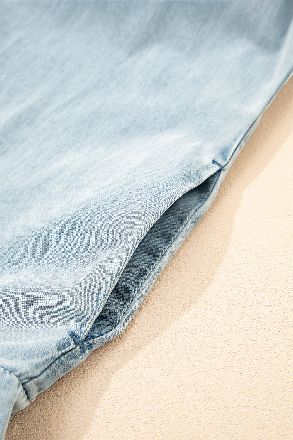 Real Teal Bowknot Neck Ruffled Sleeveless Chambray Dress - Image 16