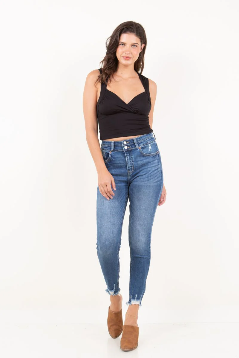 Rebel Corset Double Waist Ankle Distress Jeans - Image 8