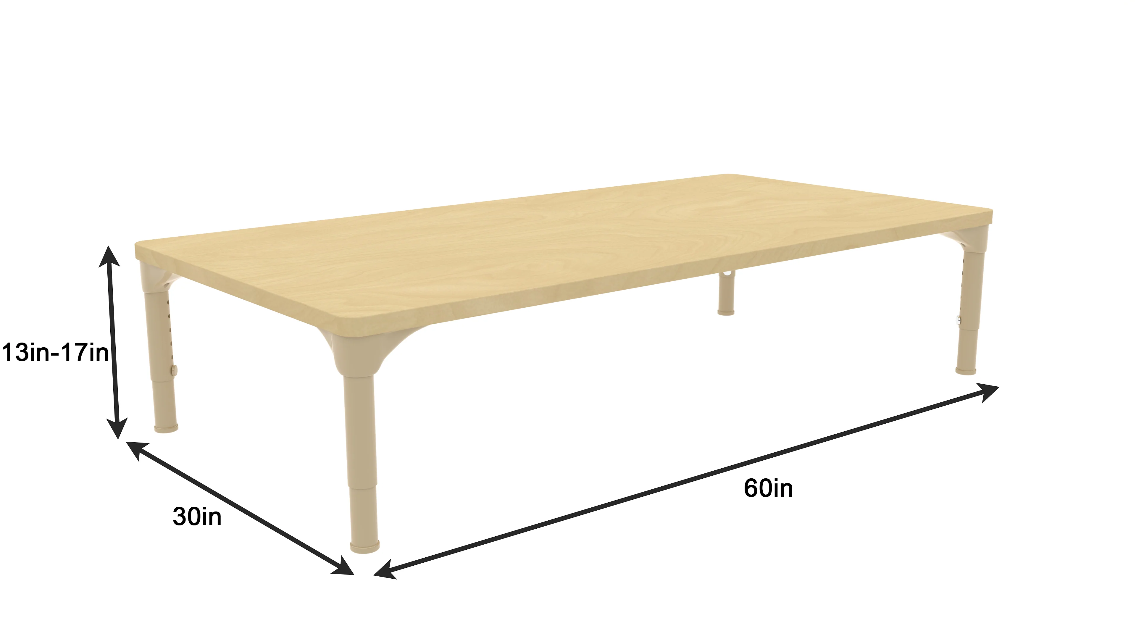 Rectangular Adjustable Kids Table – 13" to 17" Height | Toddler & Preschool Classroom Activity Table - Image 9