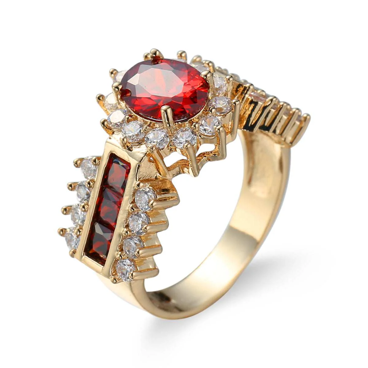 Red Crystal & Cubic Zirconia Oval-Cut Ring - Image 2