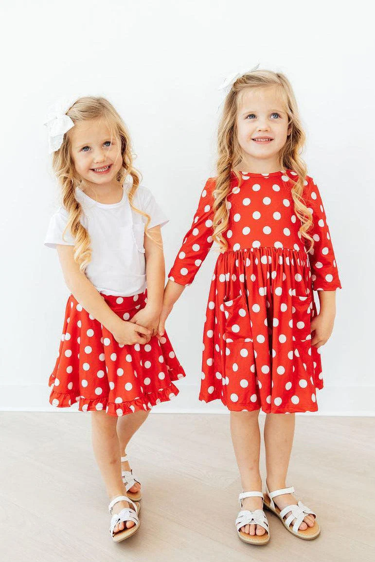 Red Polka Dots Ruffle Twirl Skort - Image 4