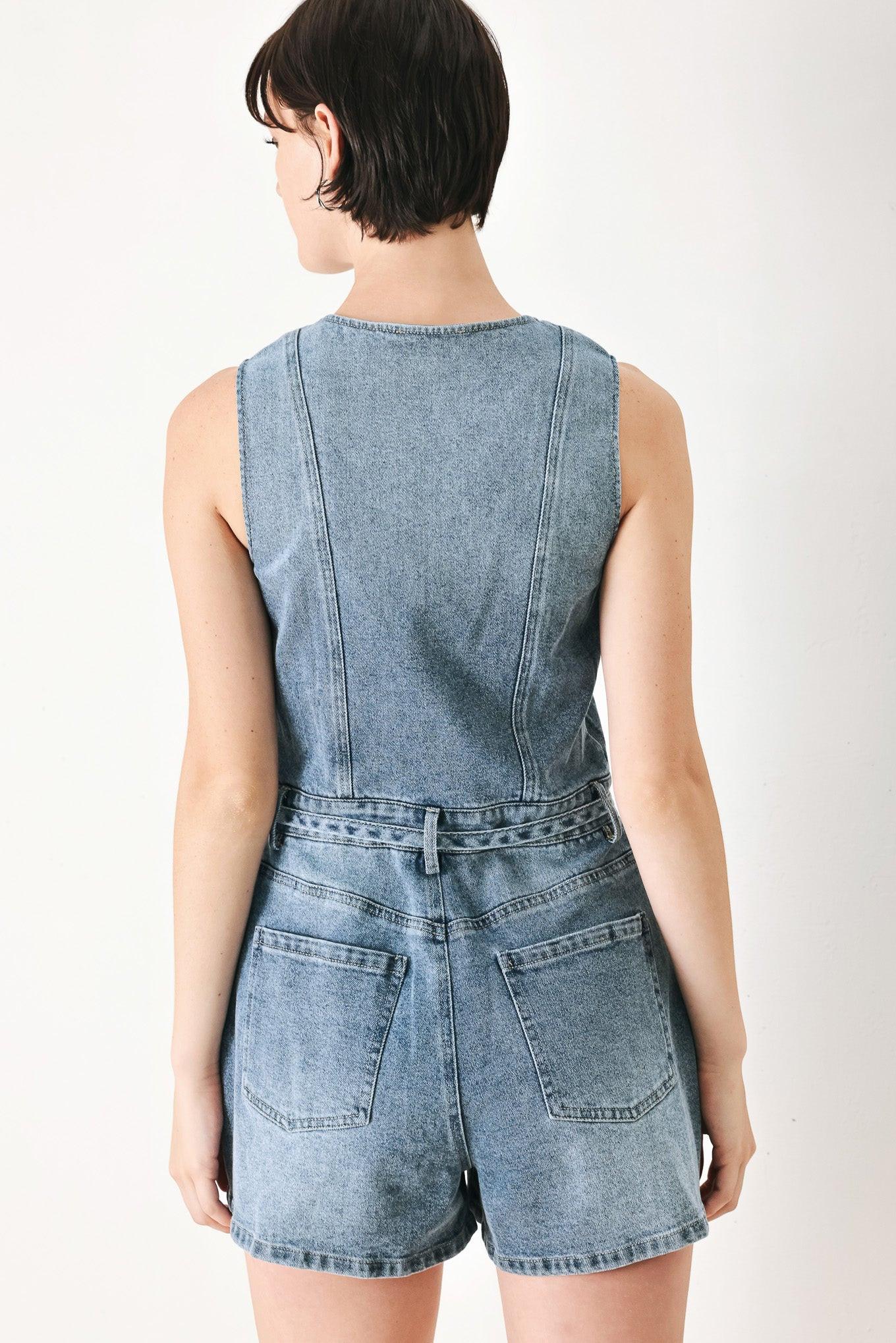 Relaxed Chic Denim Romper - Image 2