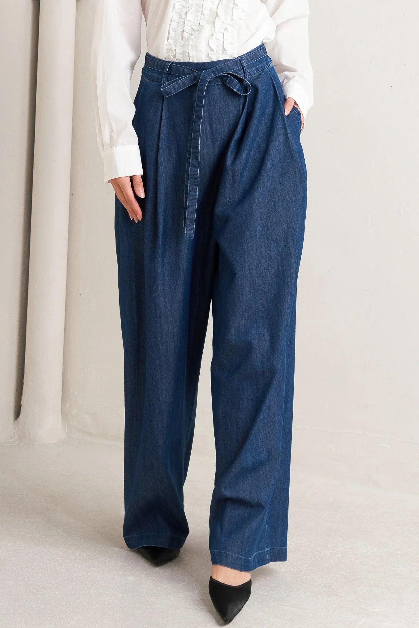 Relaxed Tailored Denim Loose Fitting Pants - Image 2