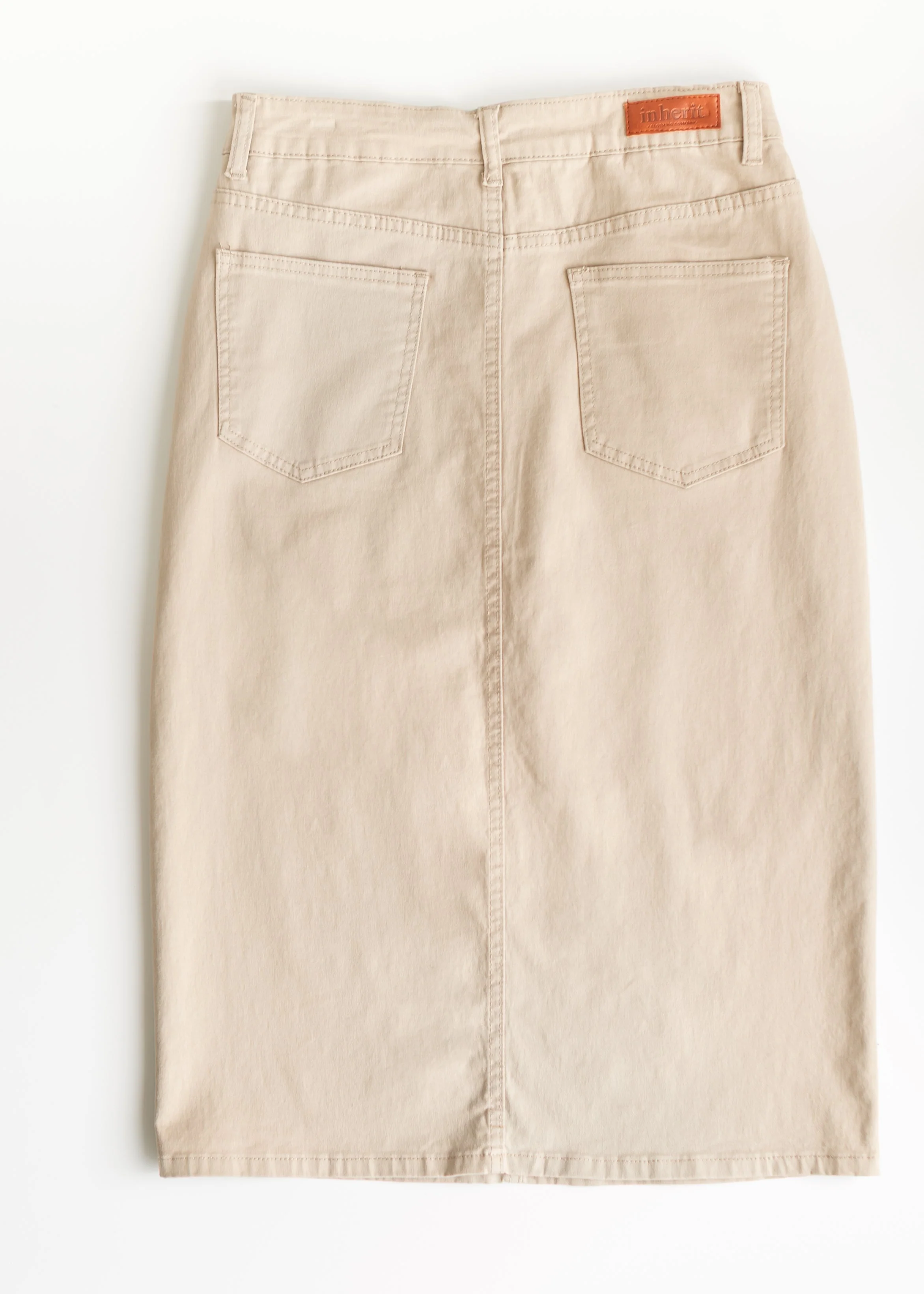 Remi Simply Taupe Denim Midi Skirt - Image 17